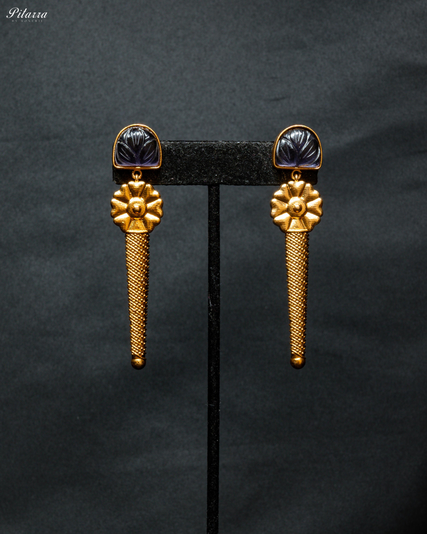 Gold Finish Blue Stone Kundan Necklace Set