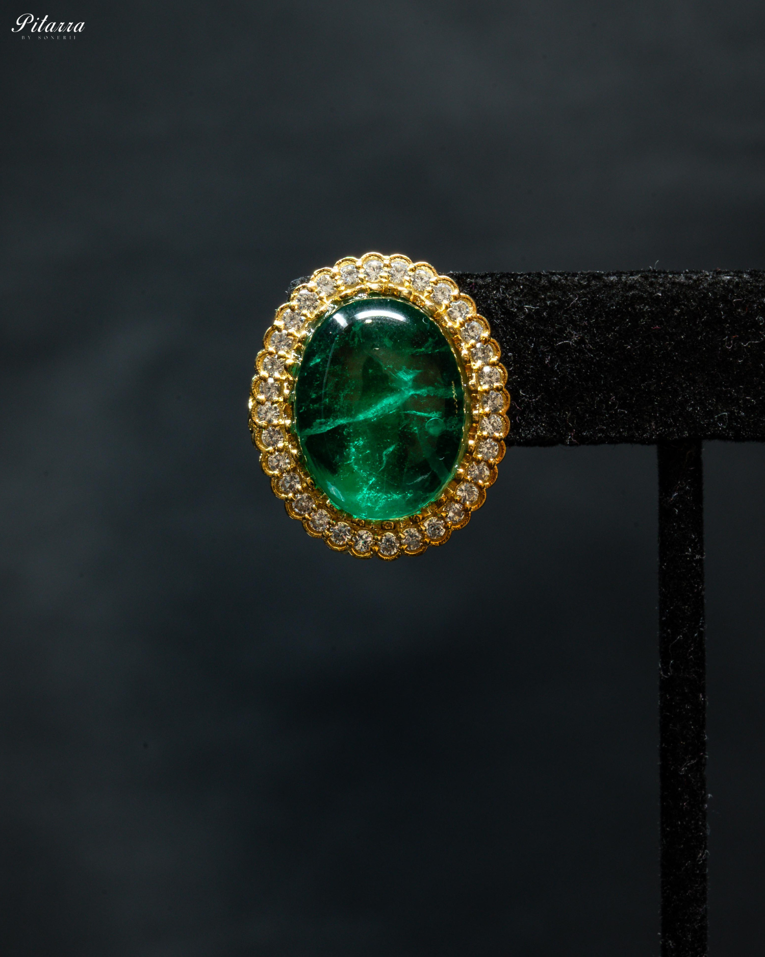 Emerald Stone CZ Golden Crystal Necklace Set