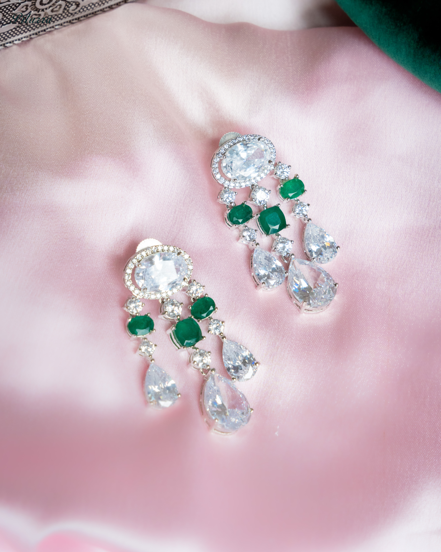 Emerald Zirconia Danglar Earrings