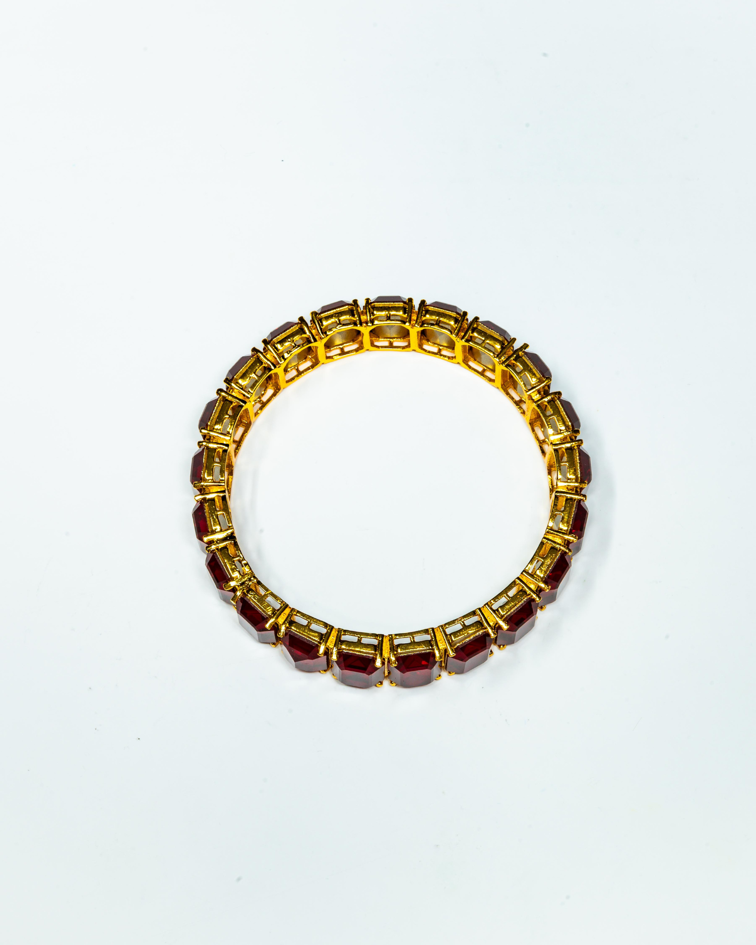 Ruby Red Square Stone Crystal Bracelet