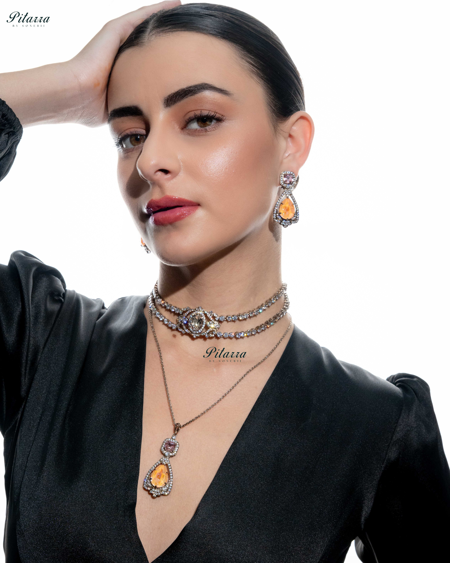 Yellow Stone Layered Zircon Necklace Set