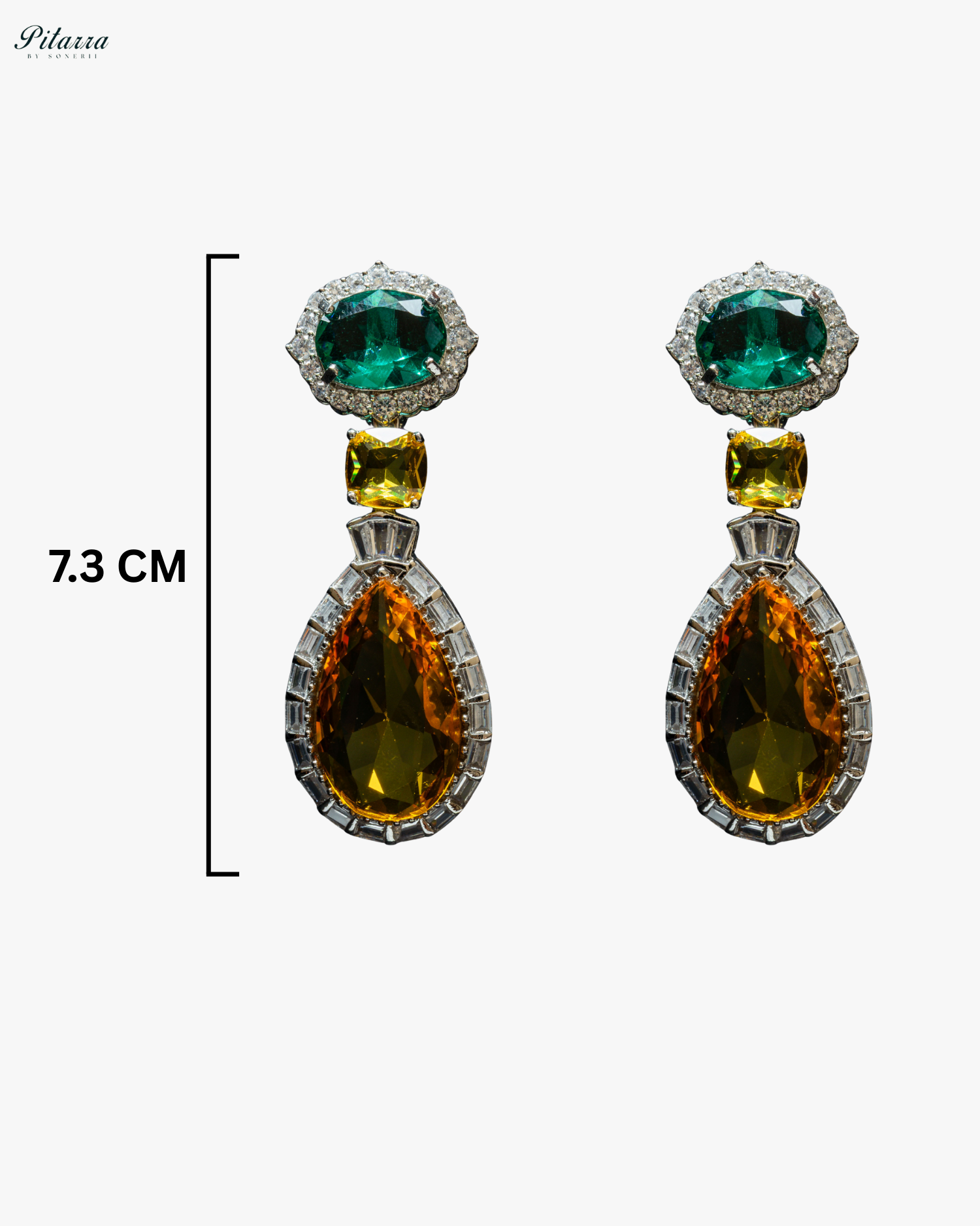 Silver Finish Yellow Drop Zircon Earrings