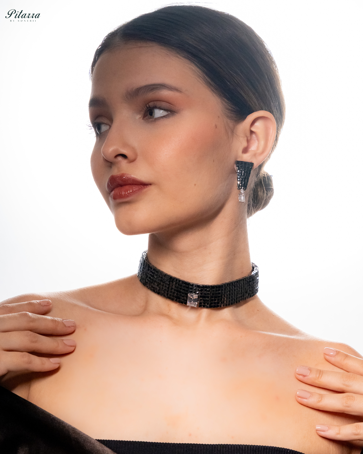 Black CZ Choker Set
