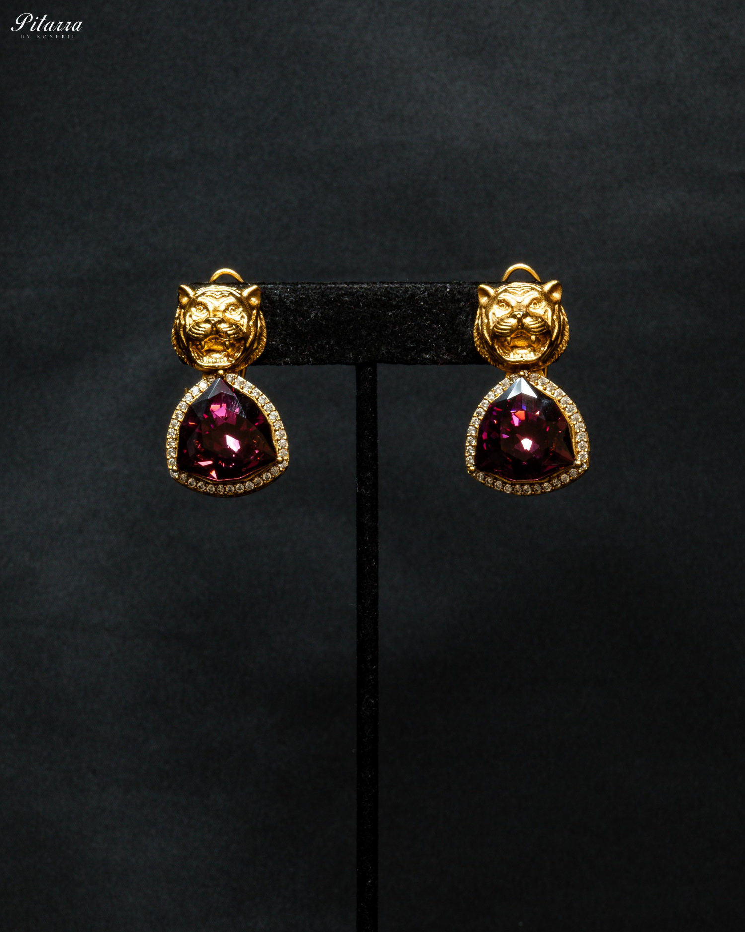Gold Plated Wine Red Multistone Kundan Necklace Set
