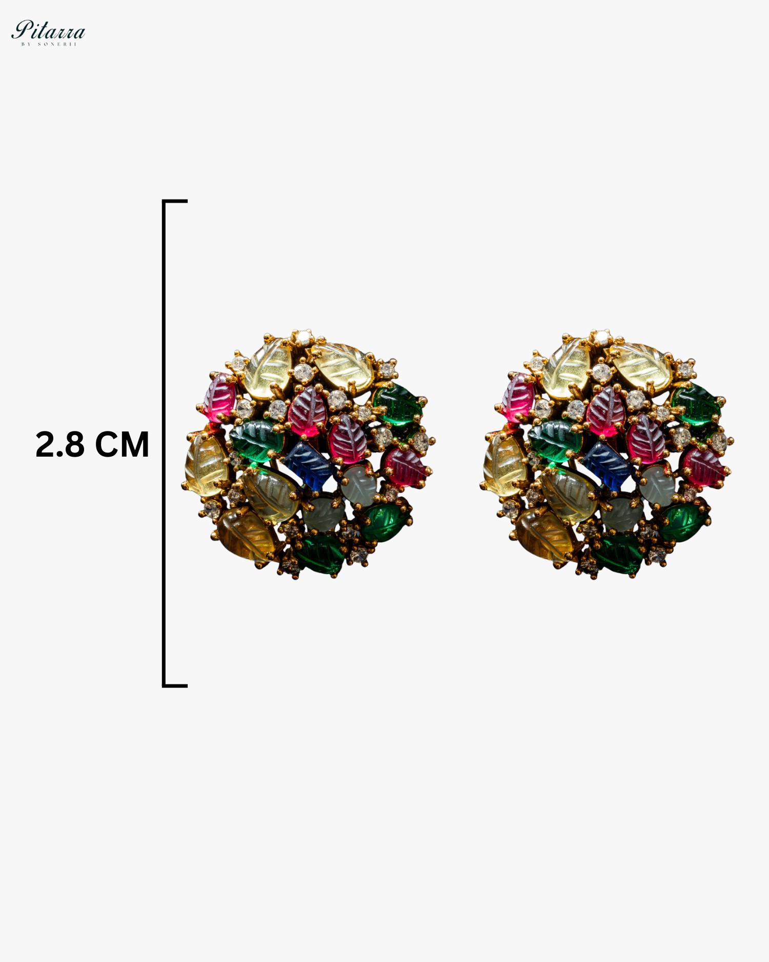 Multi Coloured Floral Kundan Stud Earrings