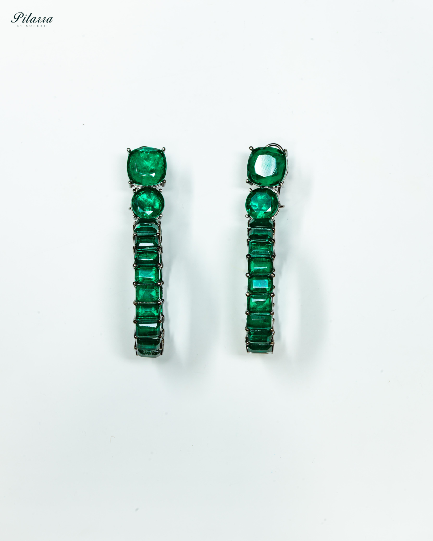 Emerald Circular Crystal Statement Dangle Earrings