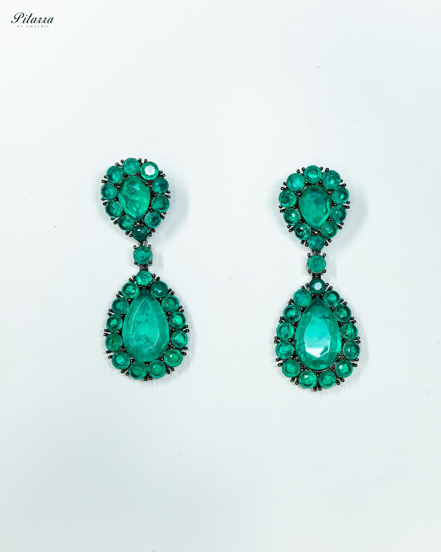 Green Drop Doublet CZ Crytsal Dangle Earrings