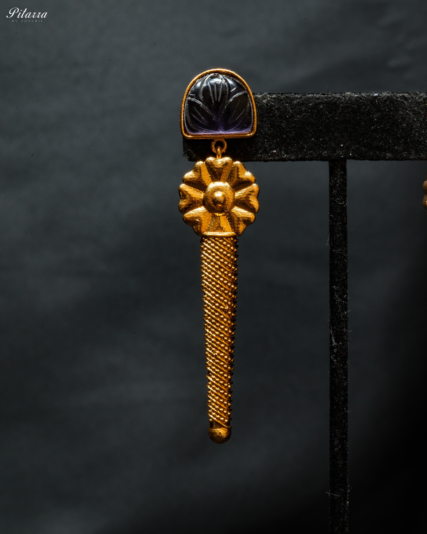 Gold Finish Blue Stone Kundan Necklace Set