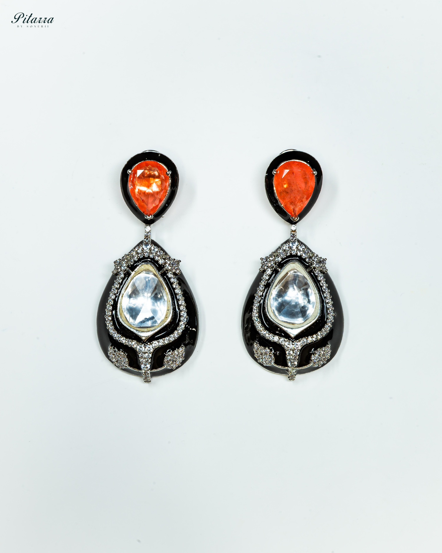 Red Stone Crystal Drop Dangler Earrings
