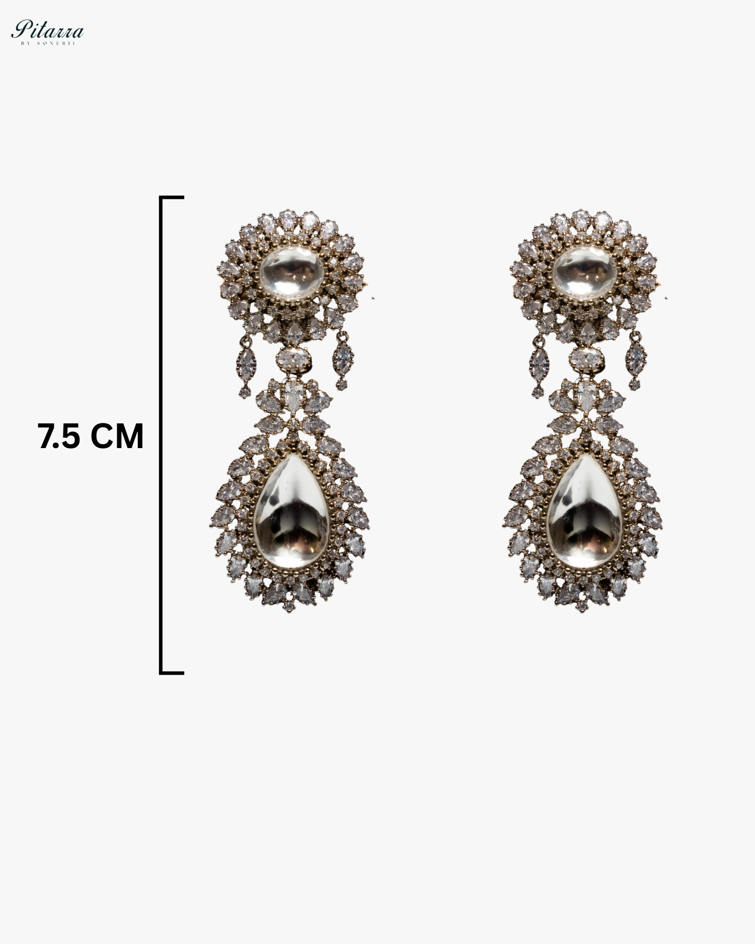 White Dangler Drop Polki Earrings Set