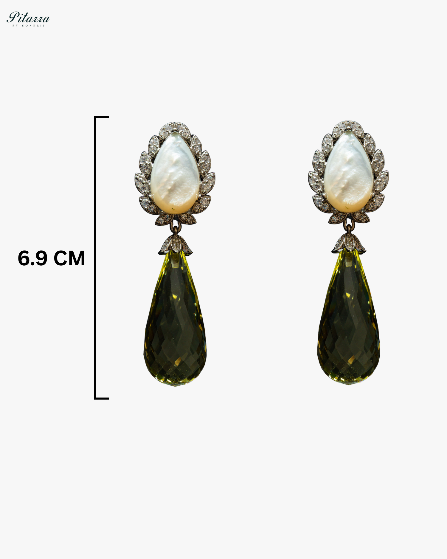 Silver Finish White and Yellow CZ Drop Earrings