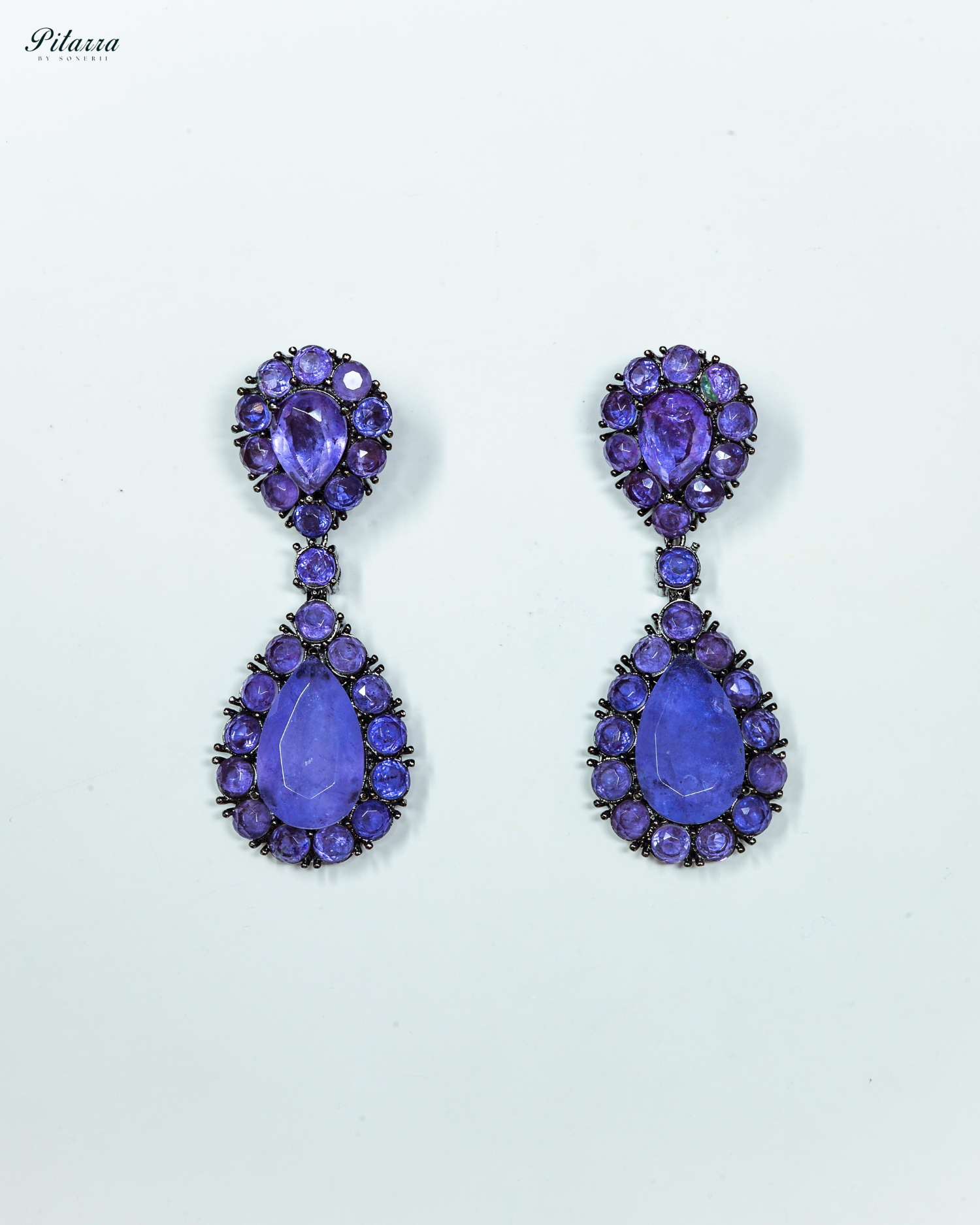Blue Drop Doublet CZ Crytsal Dangle Earrings