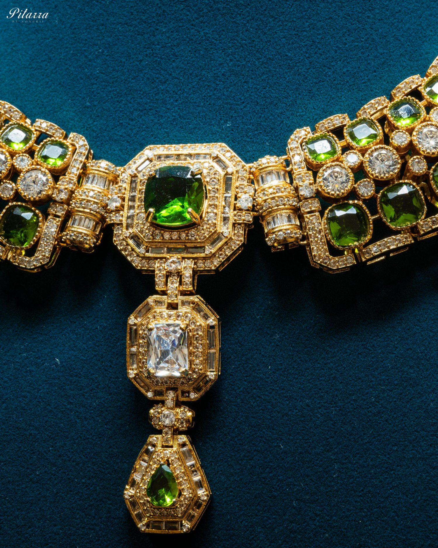 Peridot Green Stone Victorian Kundan Necklace Set