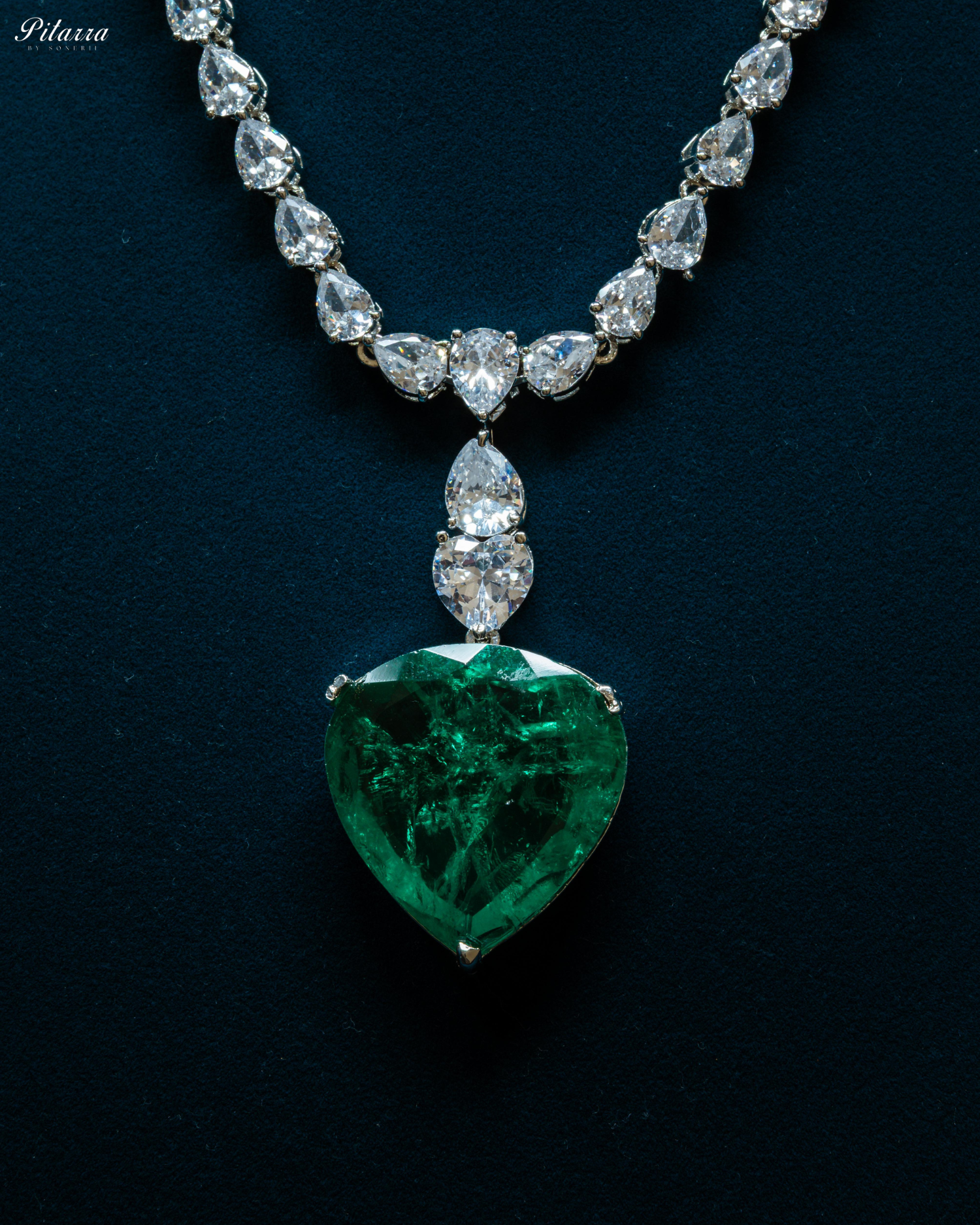 Emerald Drop Stone Centred CZ Necklace Set