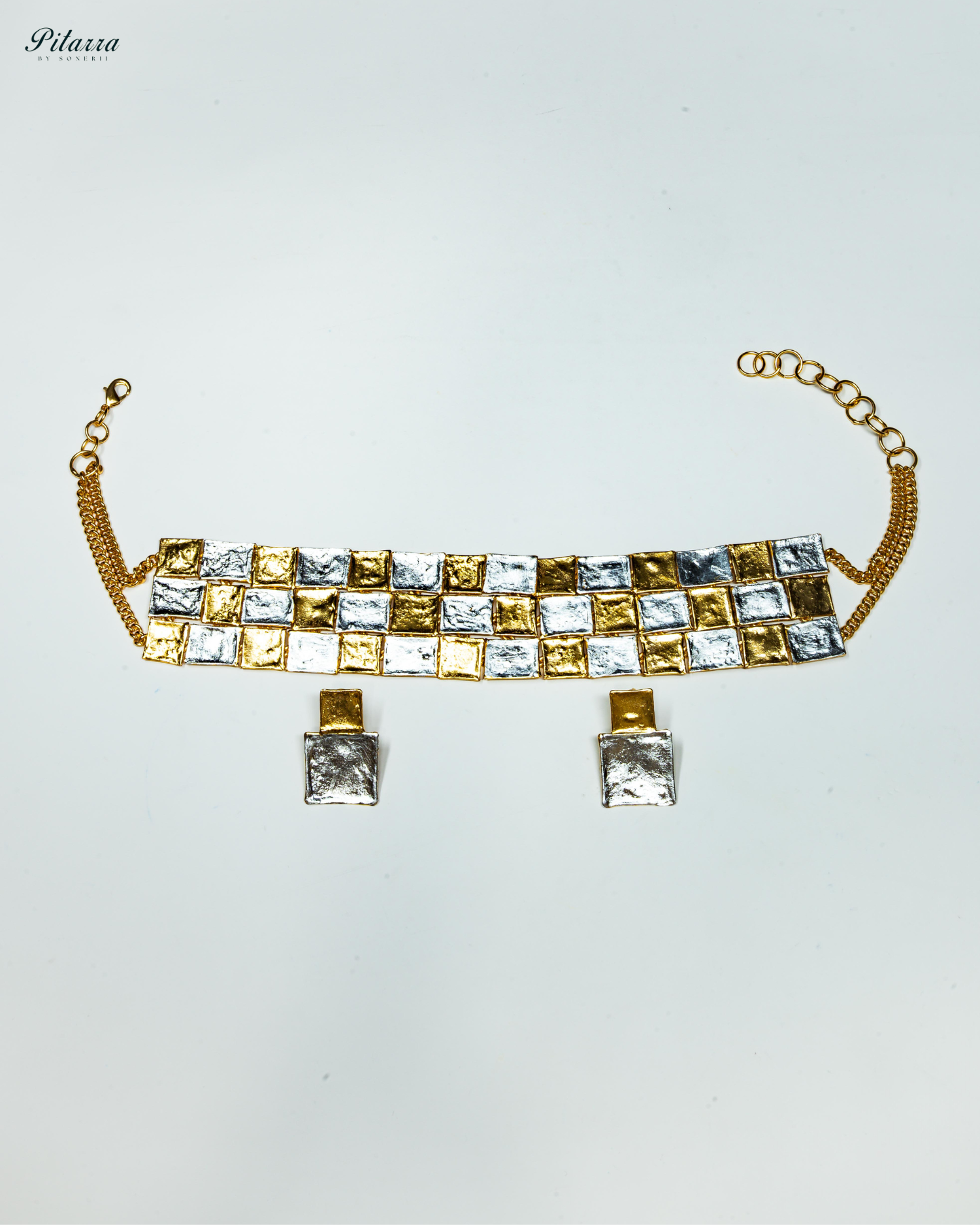 Silver Two-Tone Plated Handcrafted Choker Necklace