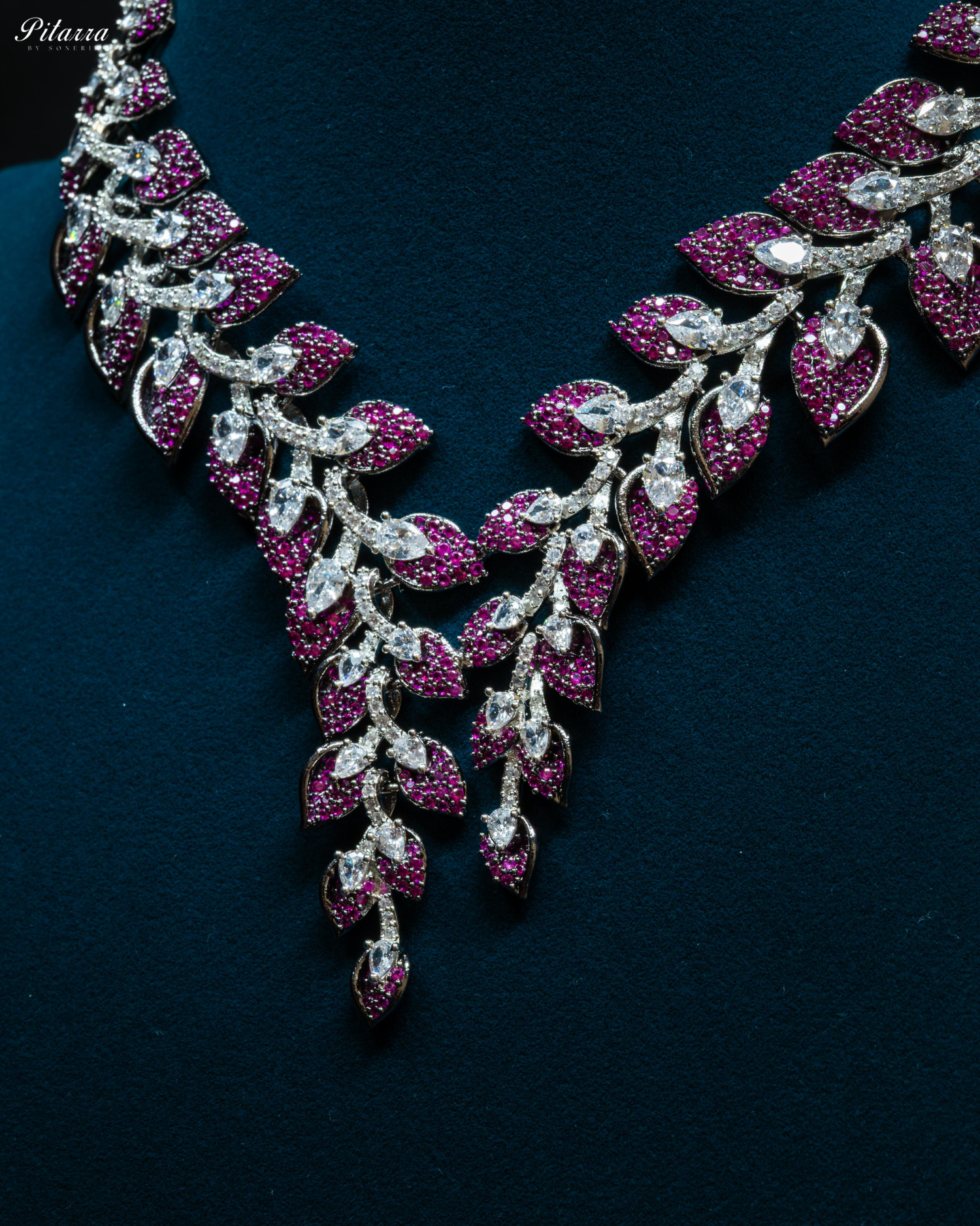 Pink Stone Cubic Zirconia Necklace Set