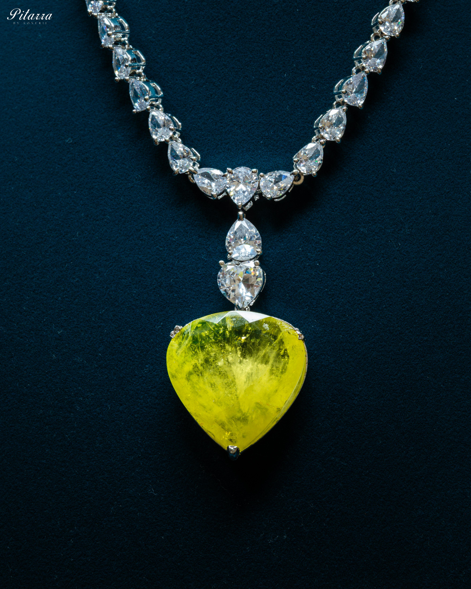 Yellow Drop Stone Centred CZ Necklace Set