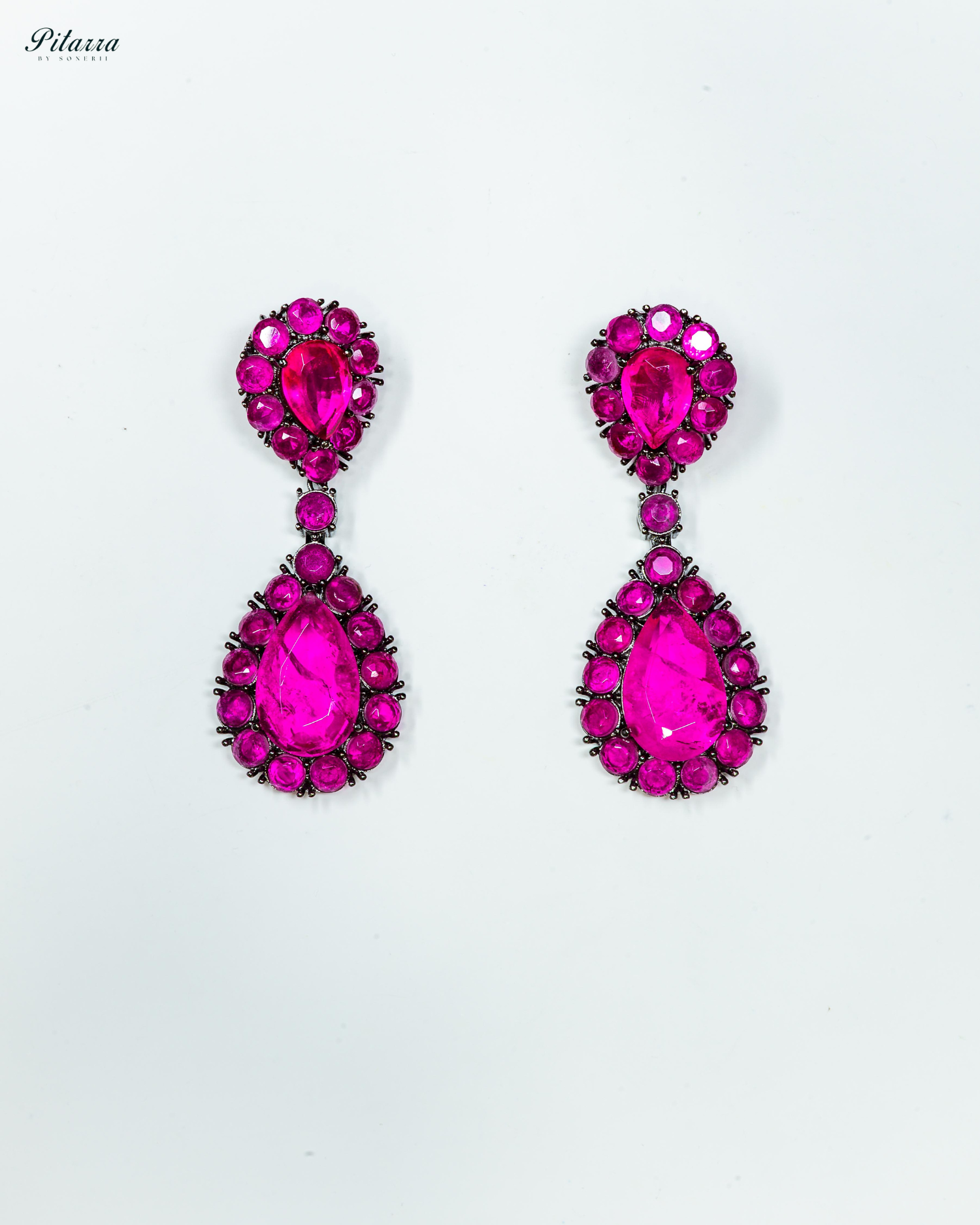 Pink Drop Doublet CZ Crytsal Dangle Earrings