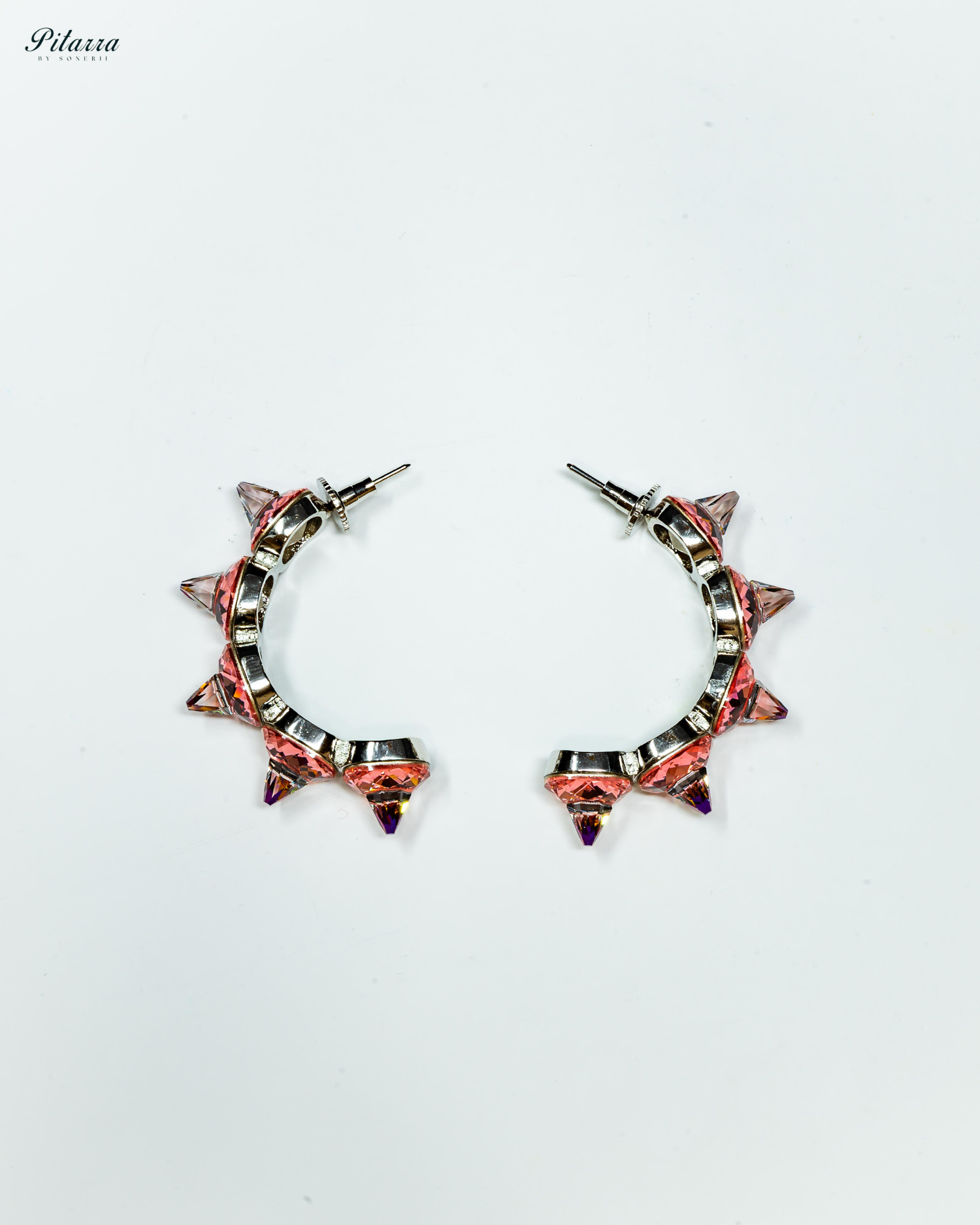 Red Stone Pyramid Cut Crystal Dangle Earrings
