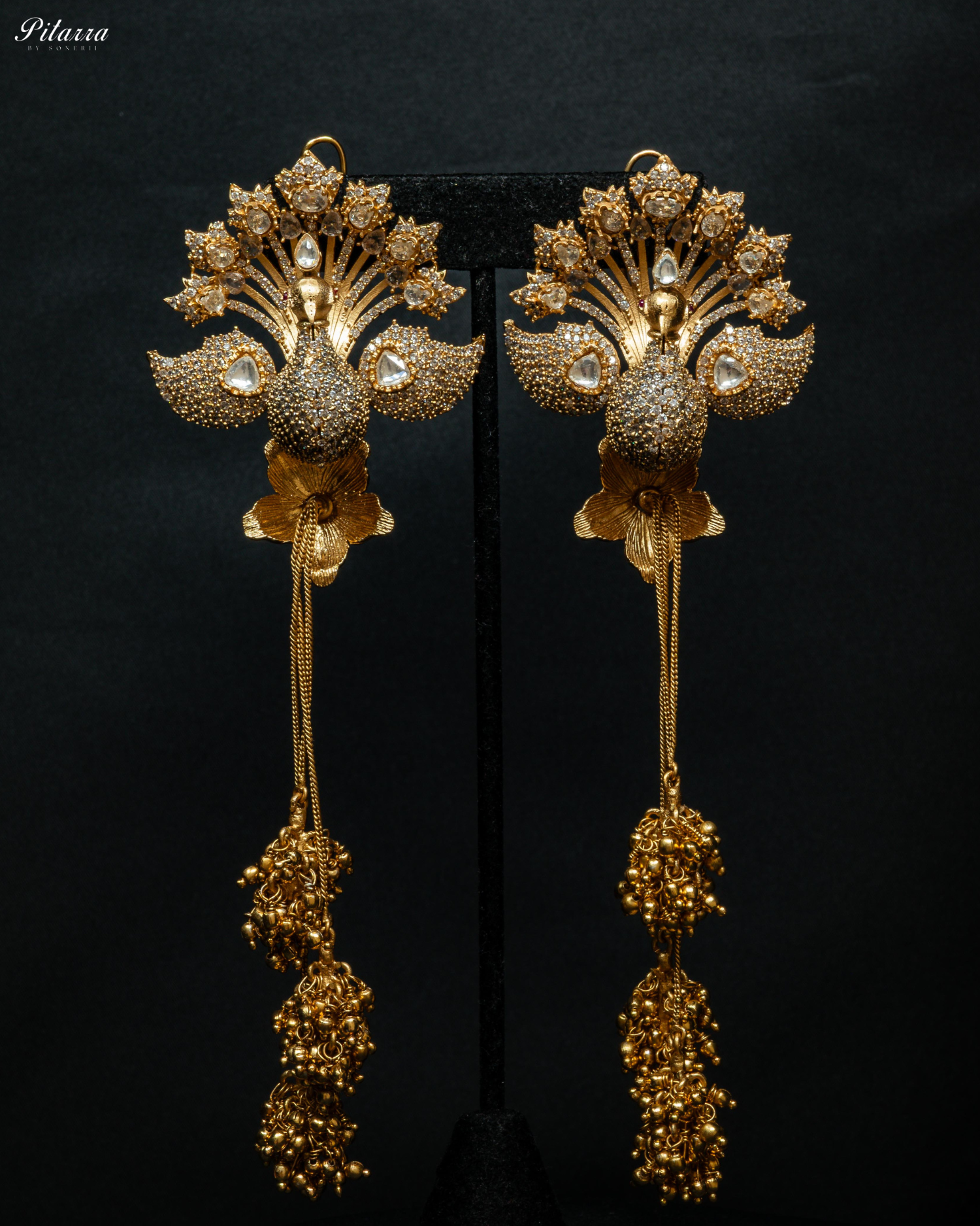 Green Leaf Peacock Design Meenakari Necklace Set