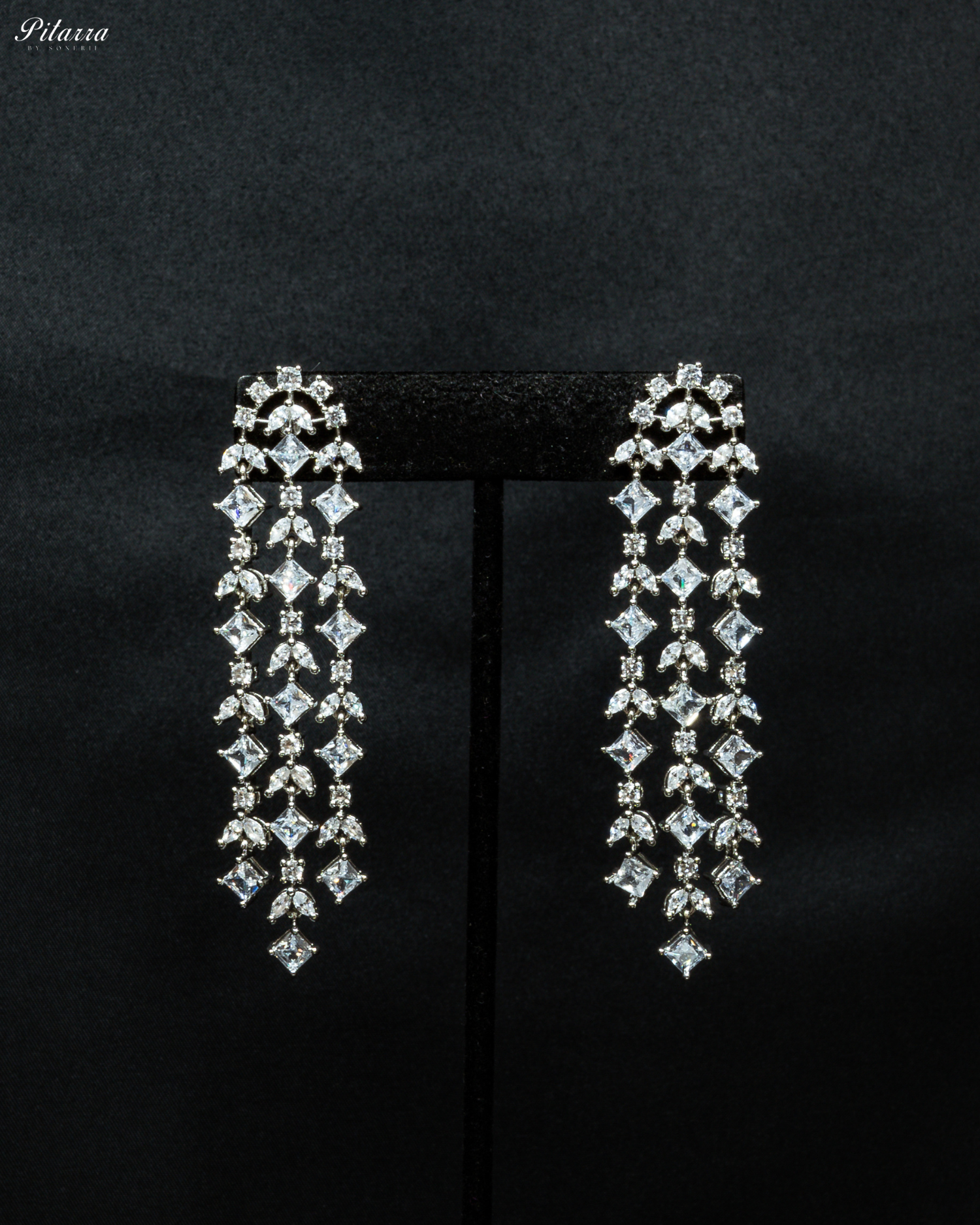 Long Statement Silver Dangler Earrings