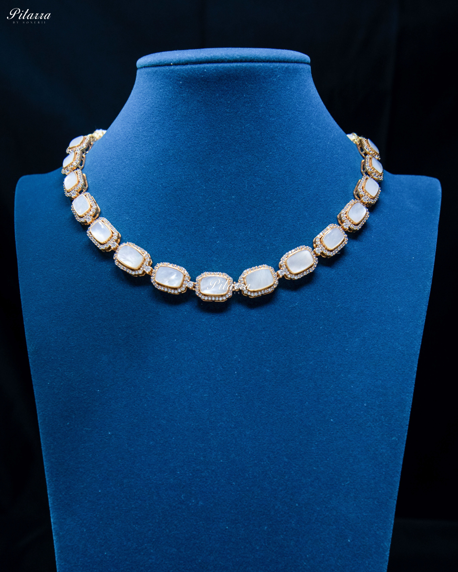 Single Line Moissanite Polki Necklace Set