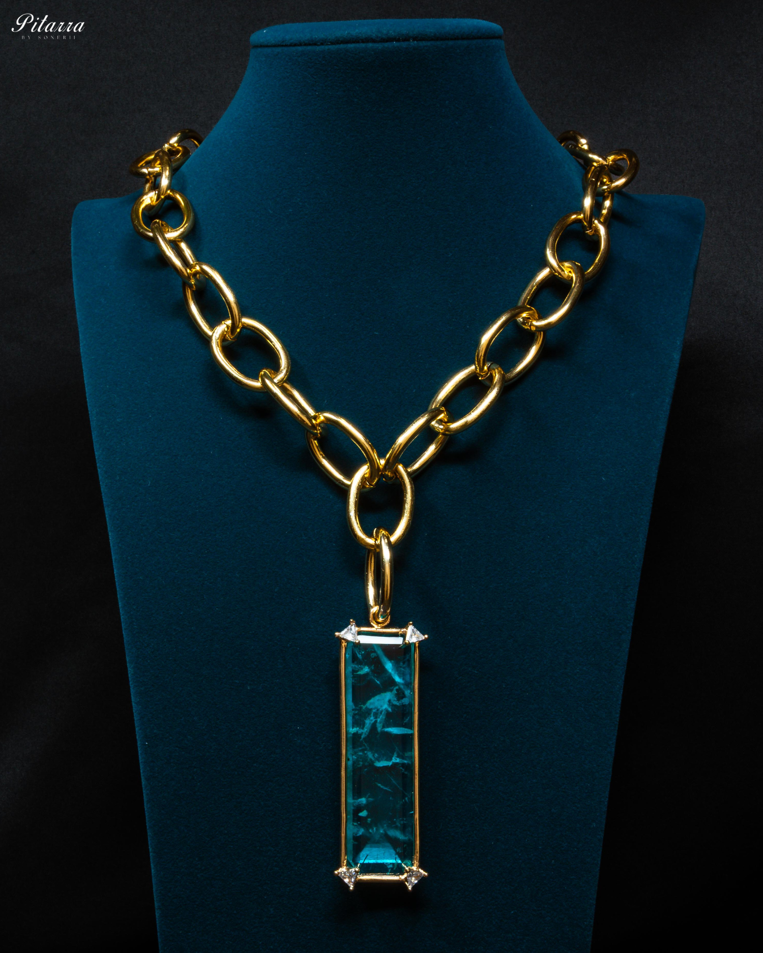 Rectangle Red Crystal Doublet Chain Necklace