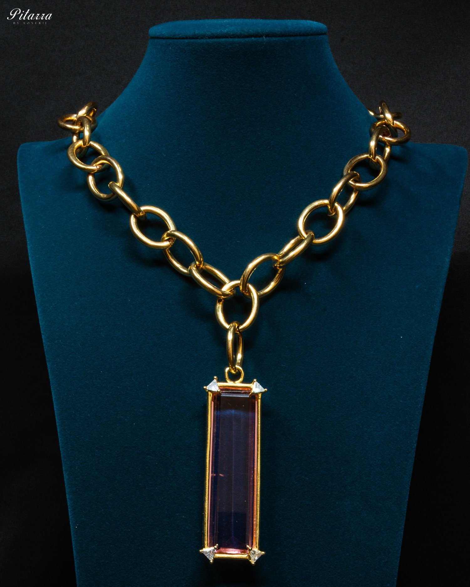 Rectangle Red Crystal Doublet Chain Necklace