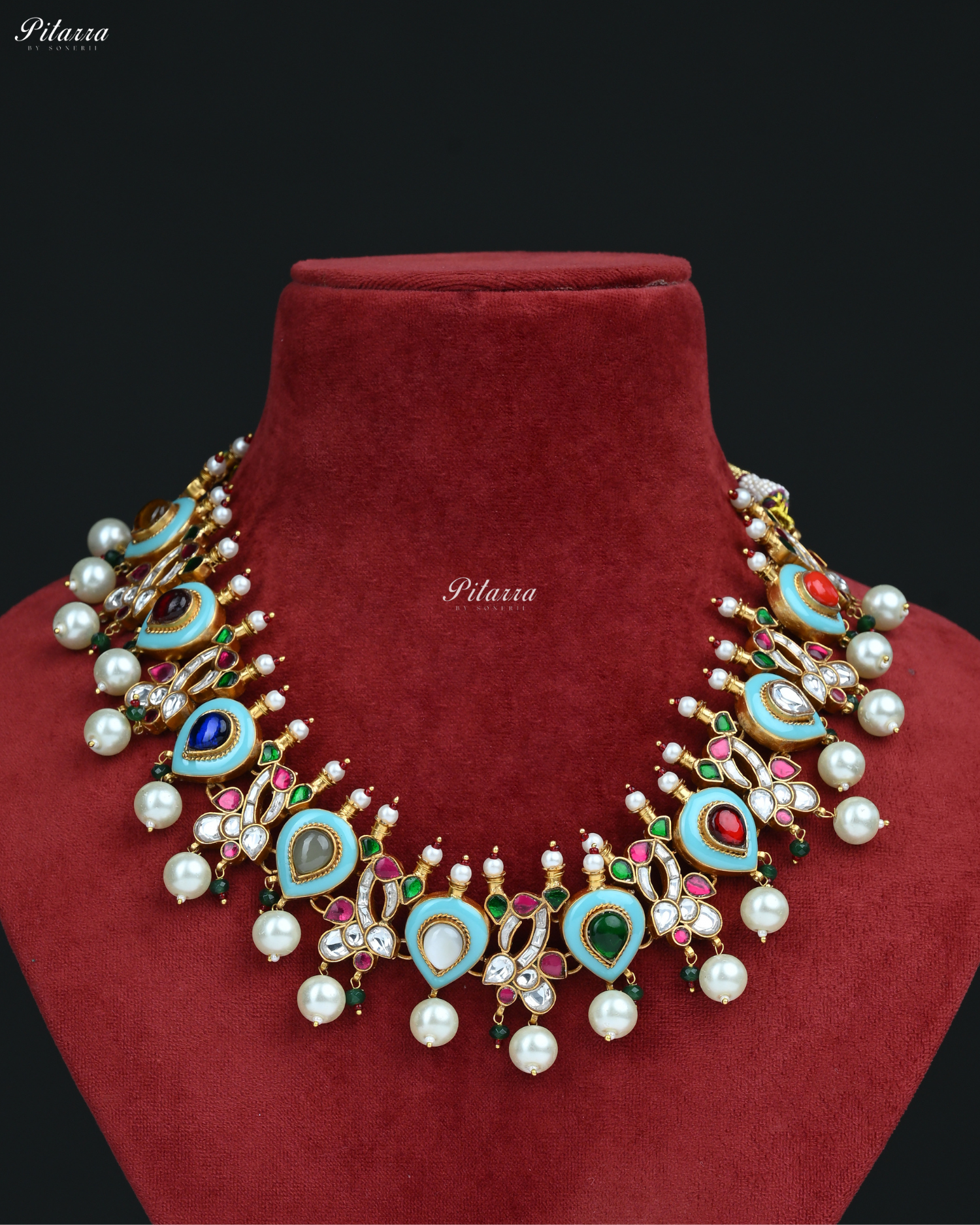 Gold Plated Multicolor Stone Kundan Choker Set