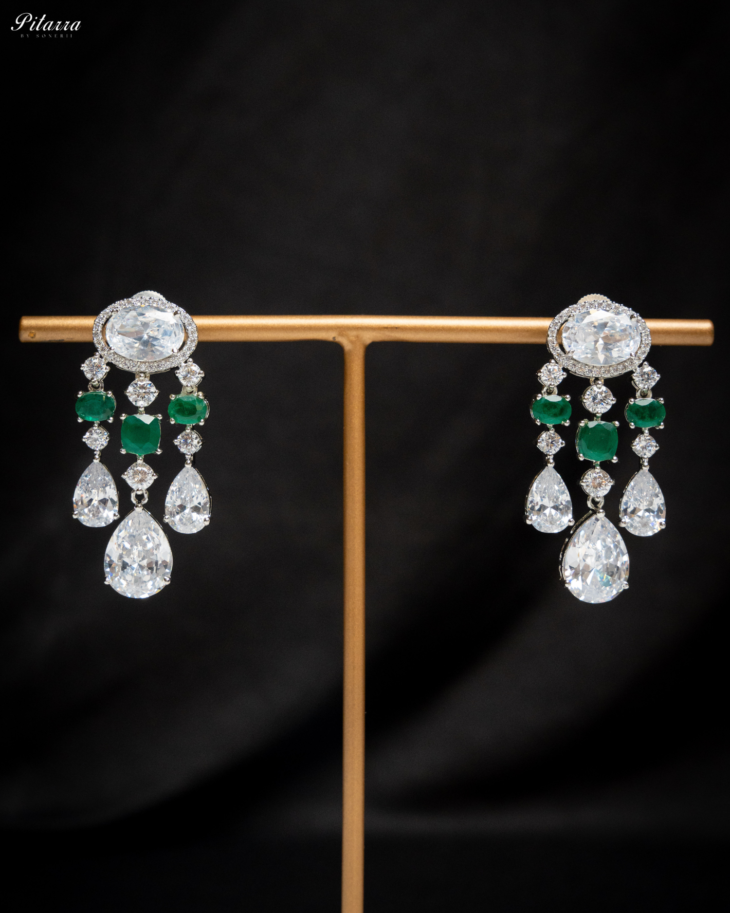 Emerald Zirconia Danglar Earrings