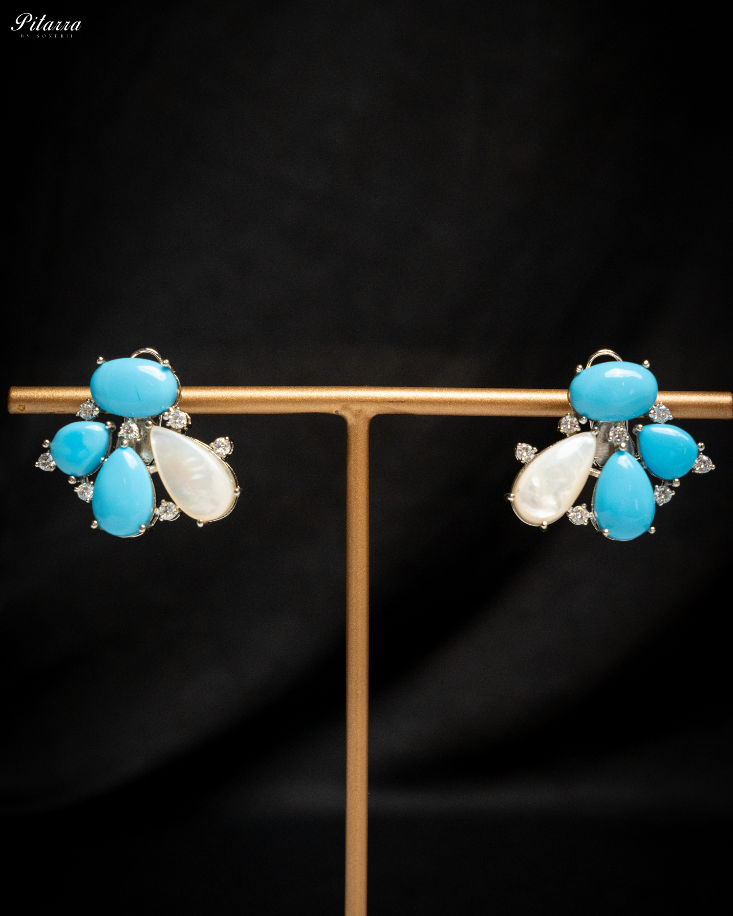 Silver Turquoise Stone Stud Earrings