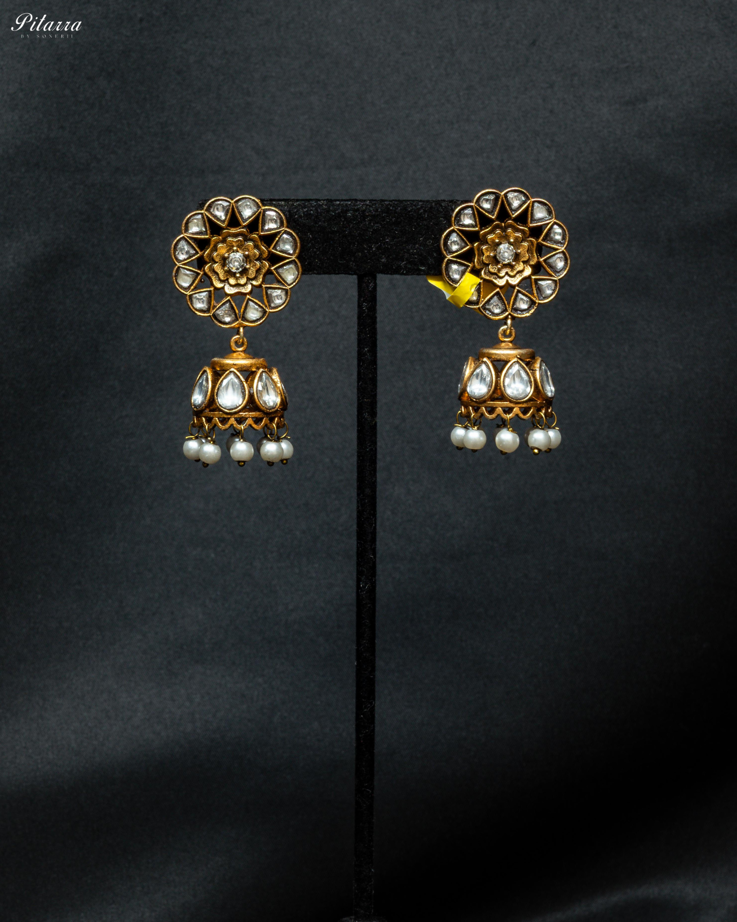 Elegant Floral Moissanite Traditional Kundan Jhumka