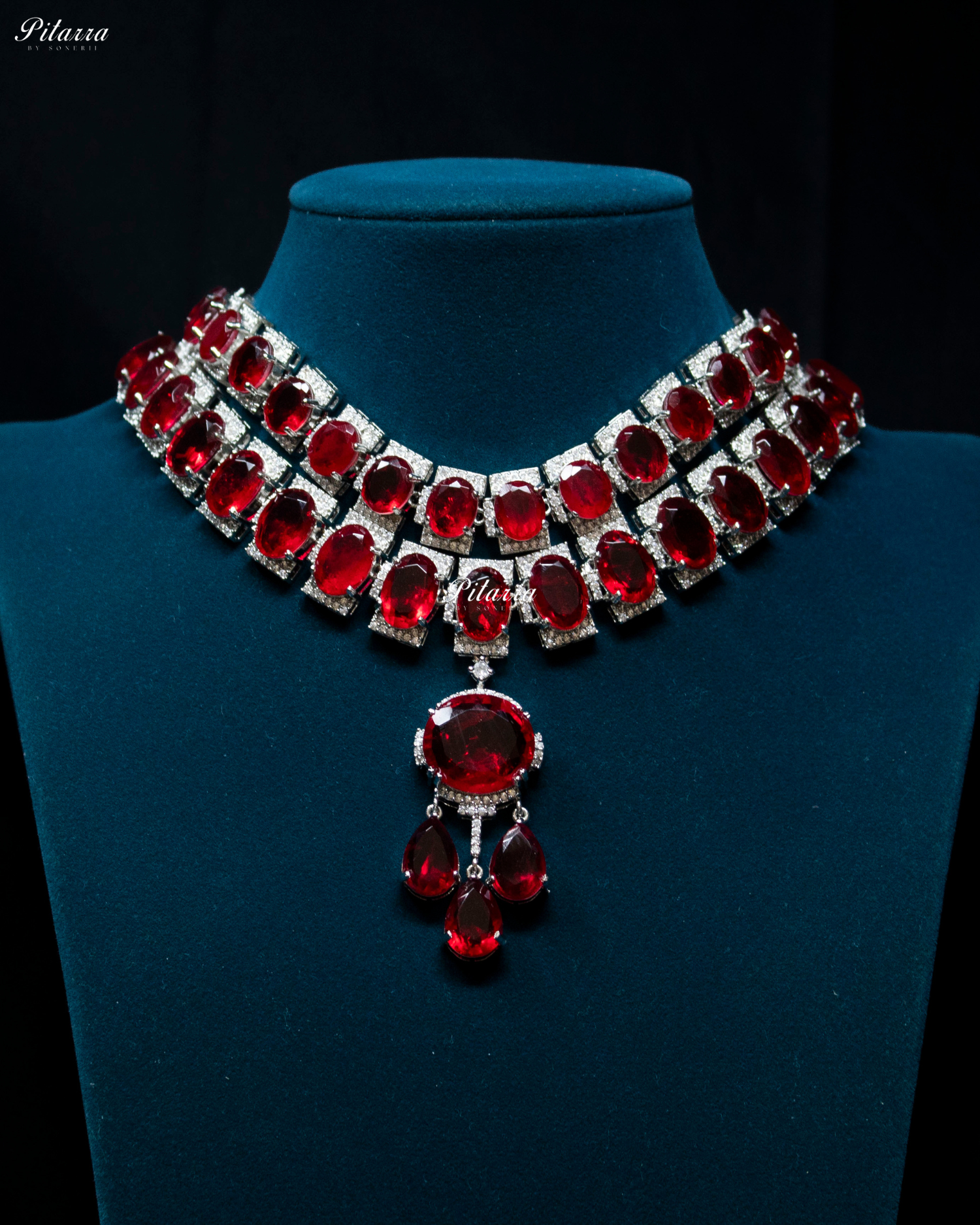Red Imperial Cubic Zirconia Necklace Set
