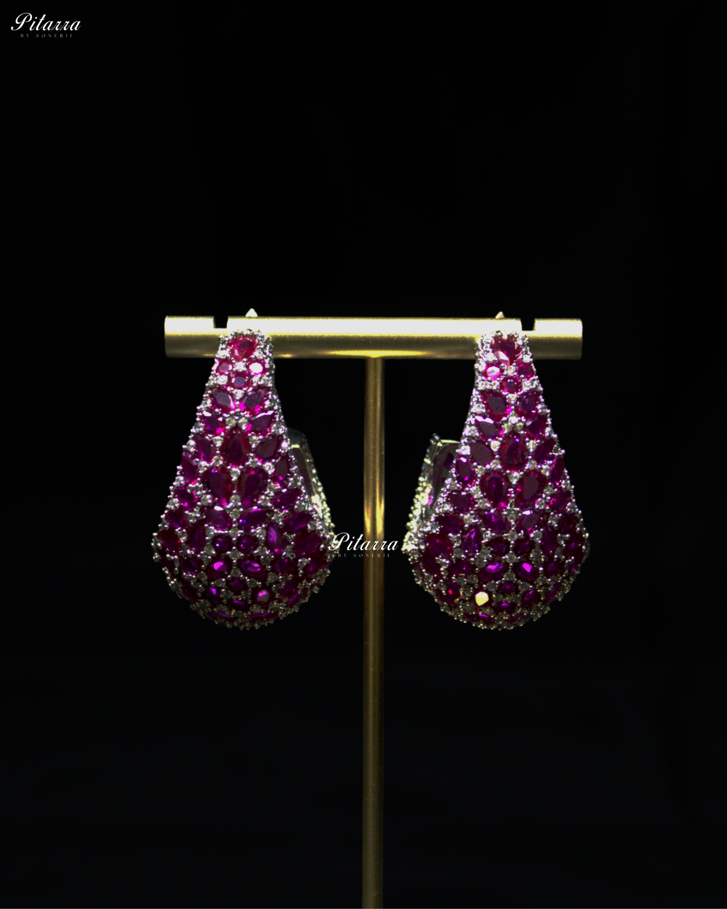 Pink Teardrop CZ Stud Earrings