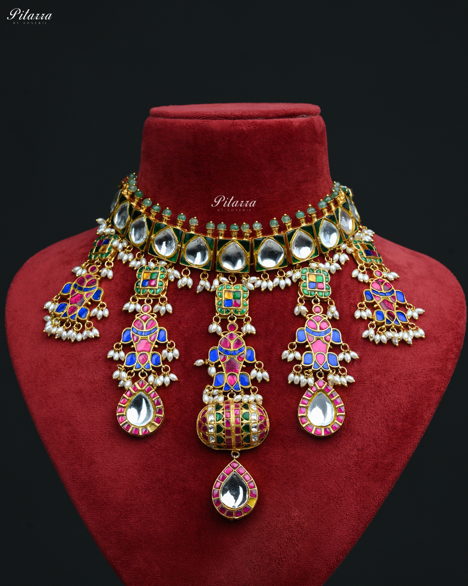 Multicolor Handcrafted Pachi Kundan Necklace Set