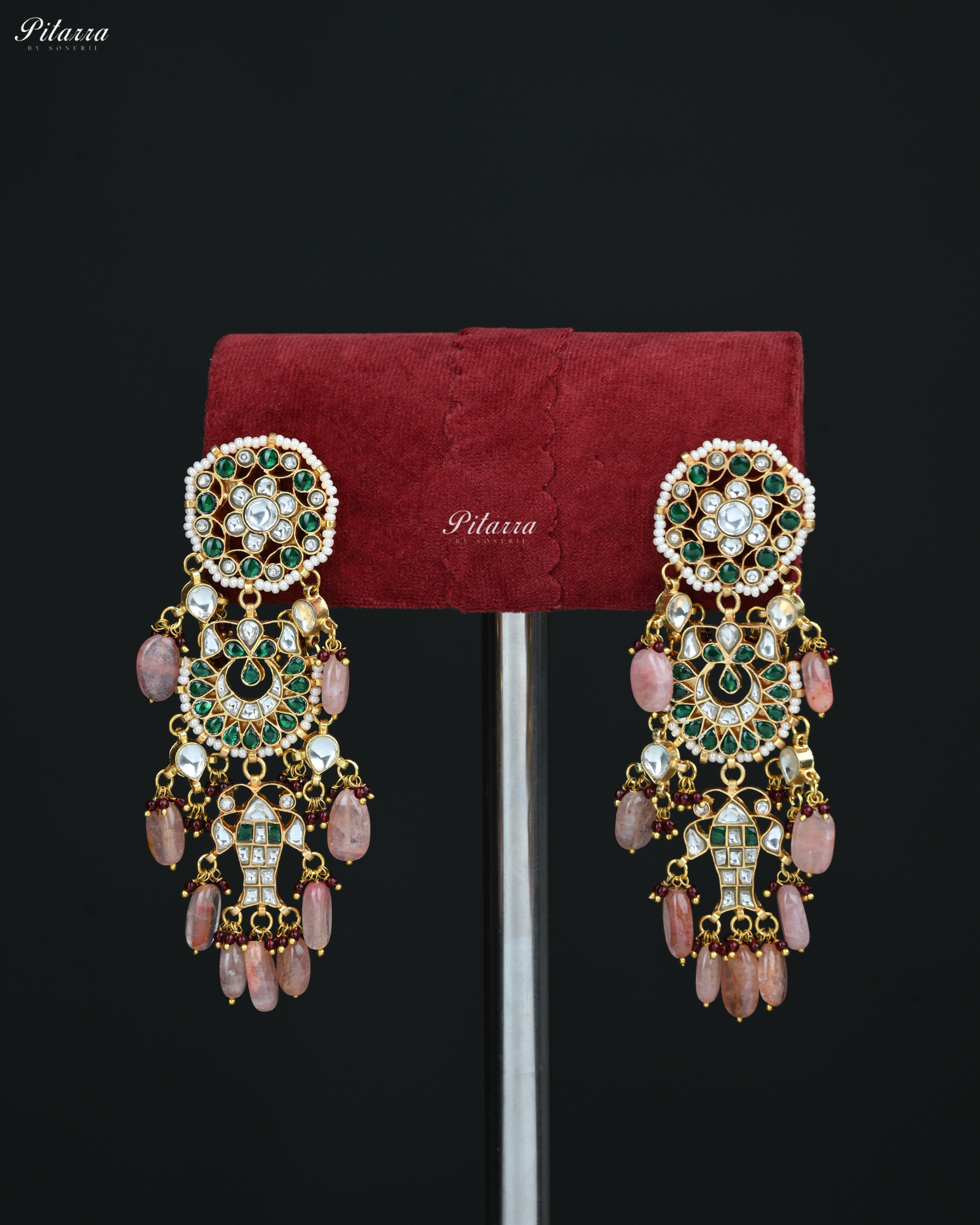 Gold Plated Pearl Multicolored Kundan Dangler Earrings