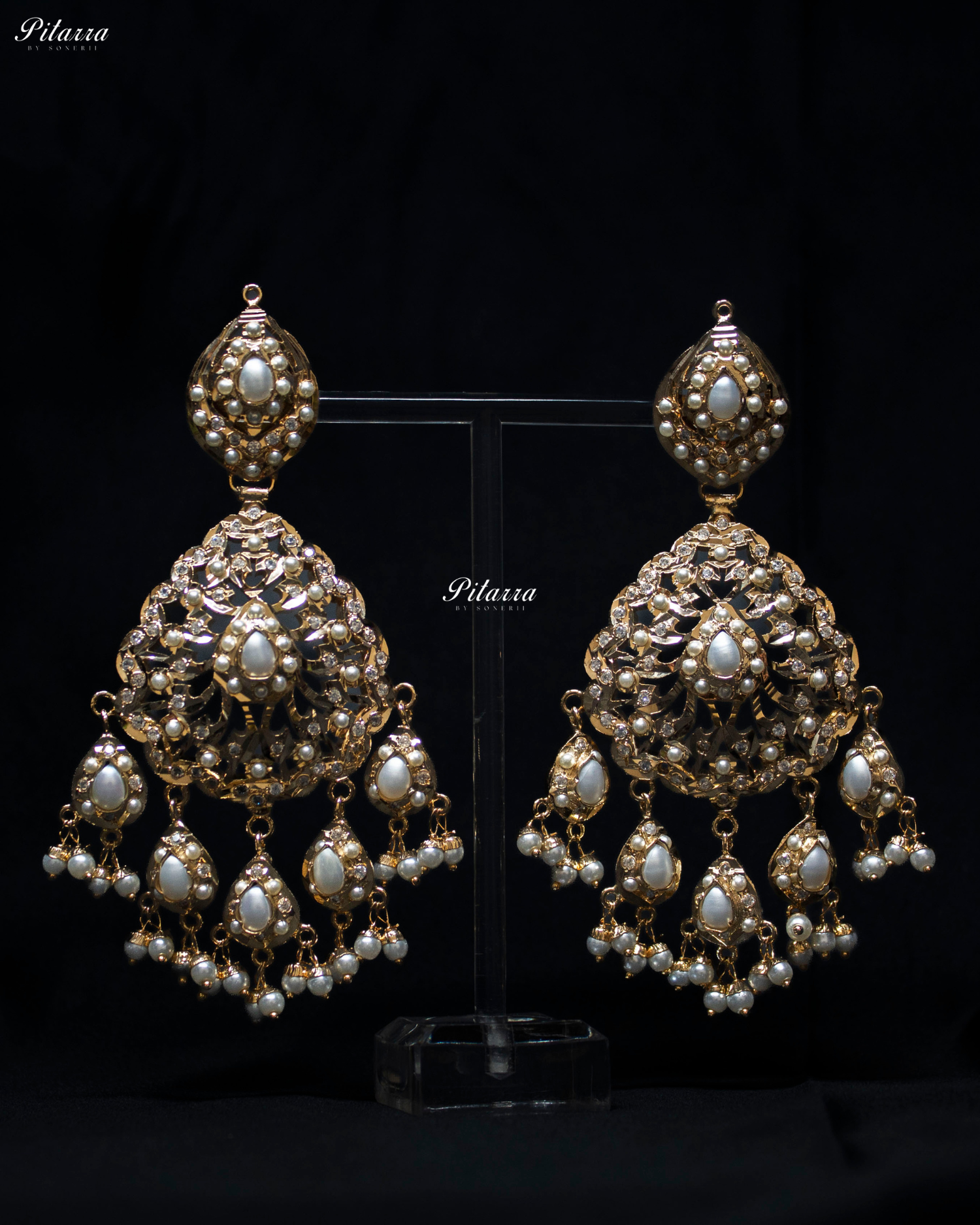 White Studed Handcrafted Chandbali Earrings