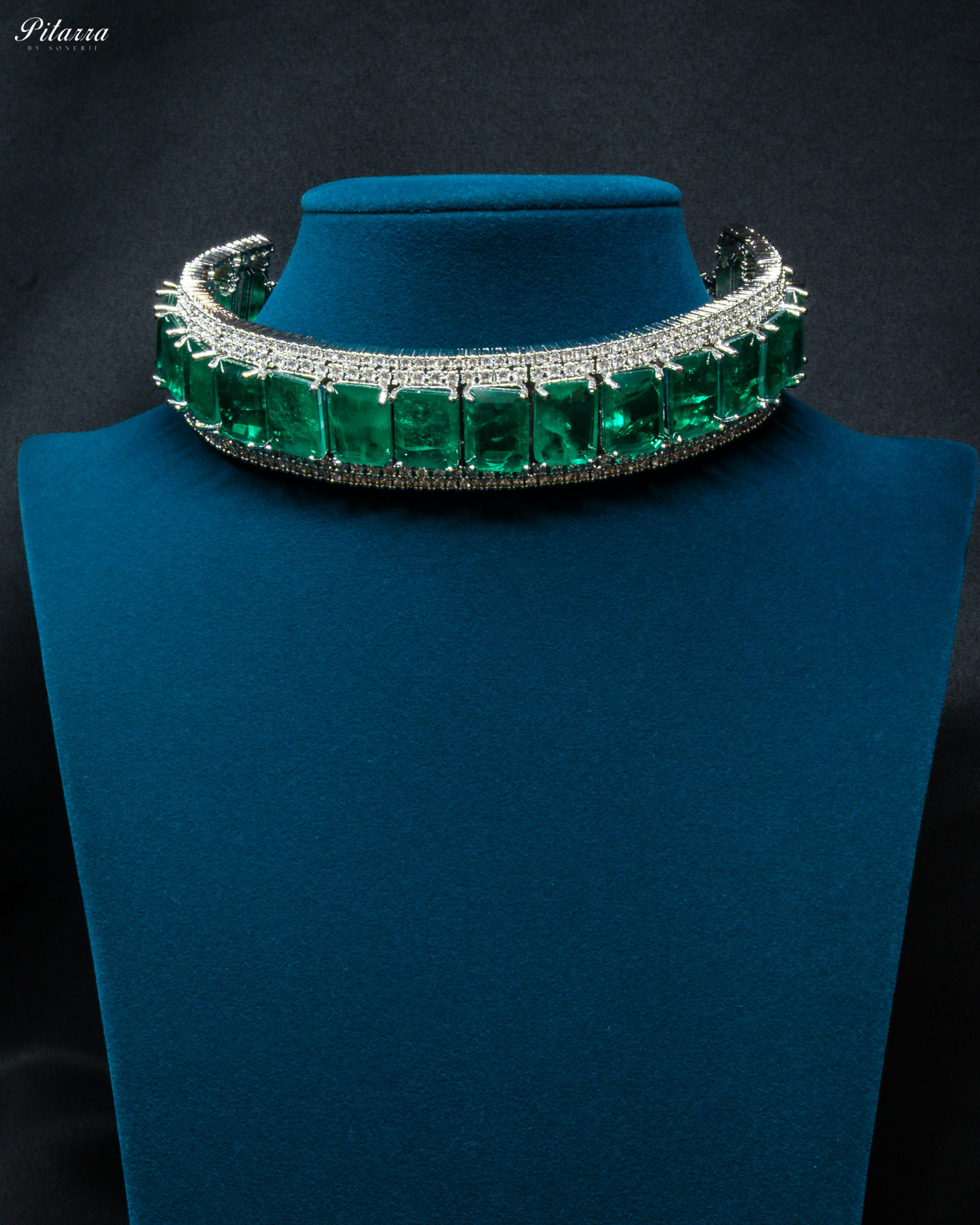 Premium Green Stone Silver Doublet Choker