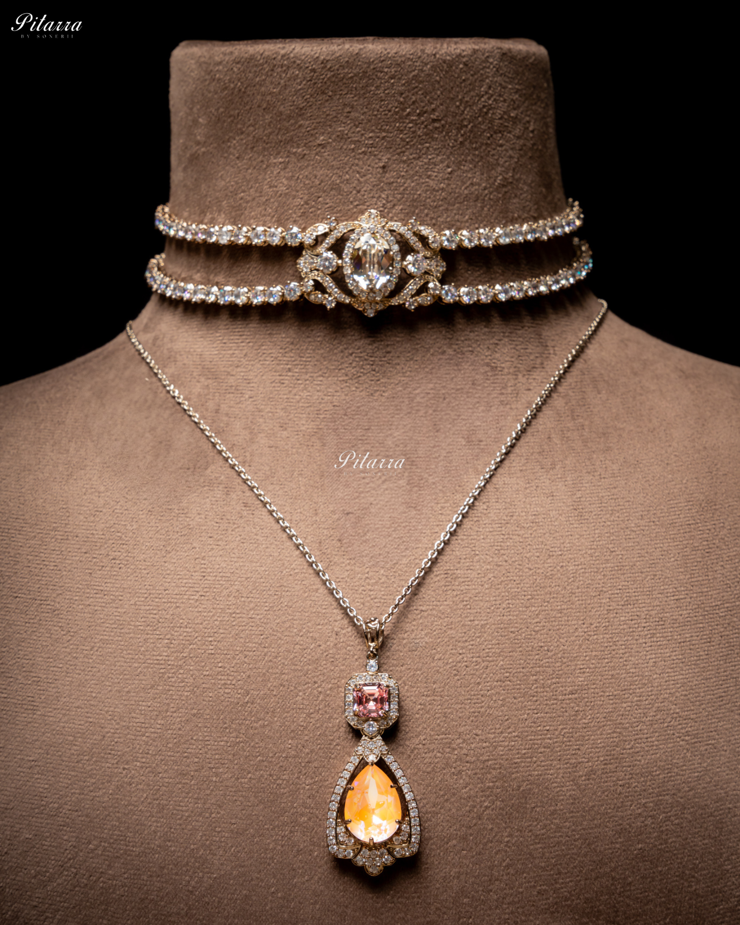 Yellow Stone Layered Zircon Necklace Set