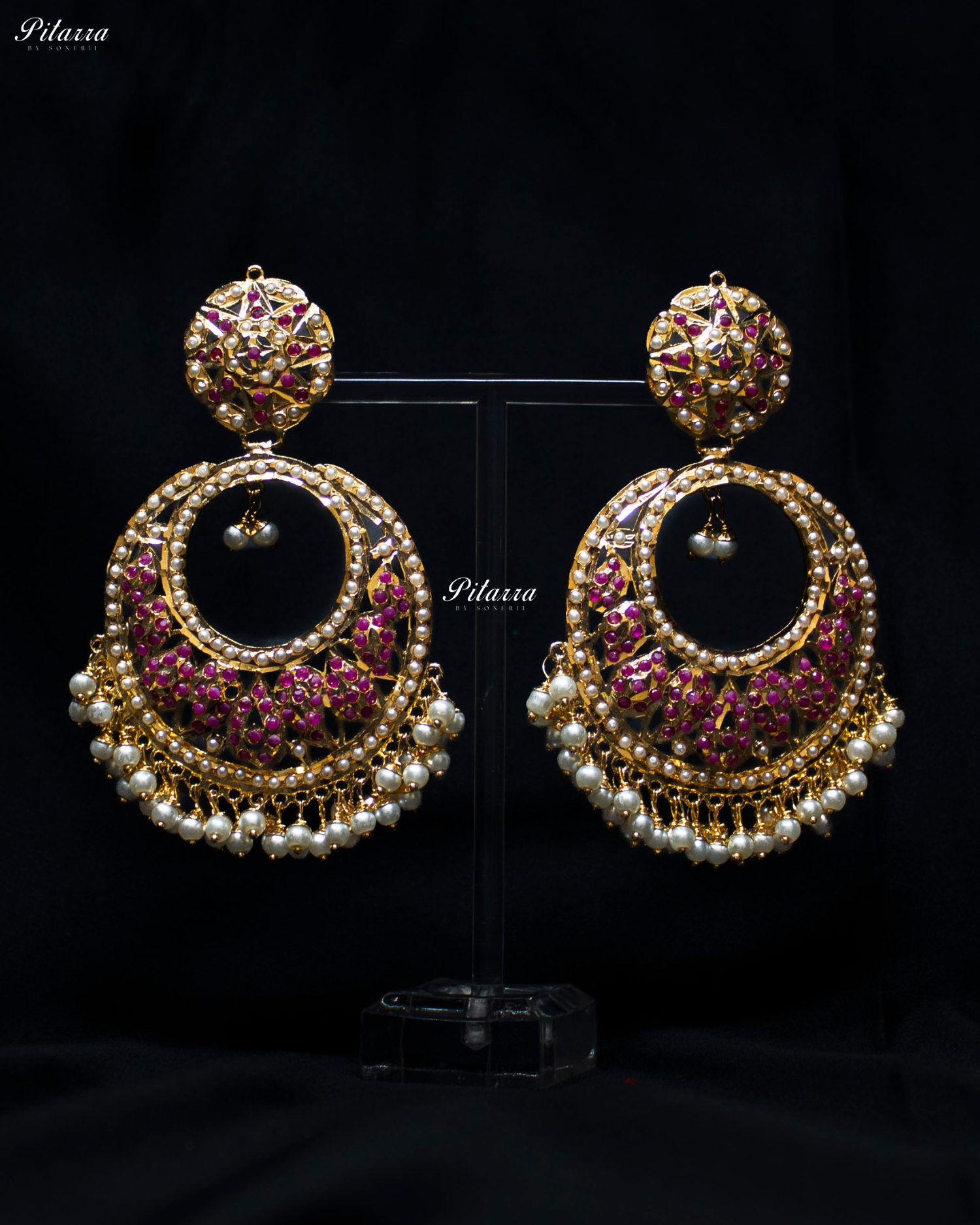 Fine Gold Plated Pink Chandbali Earrings