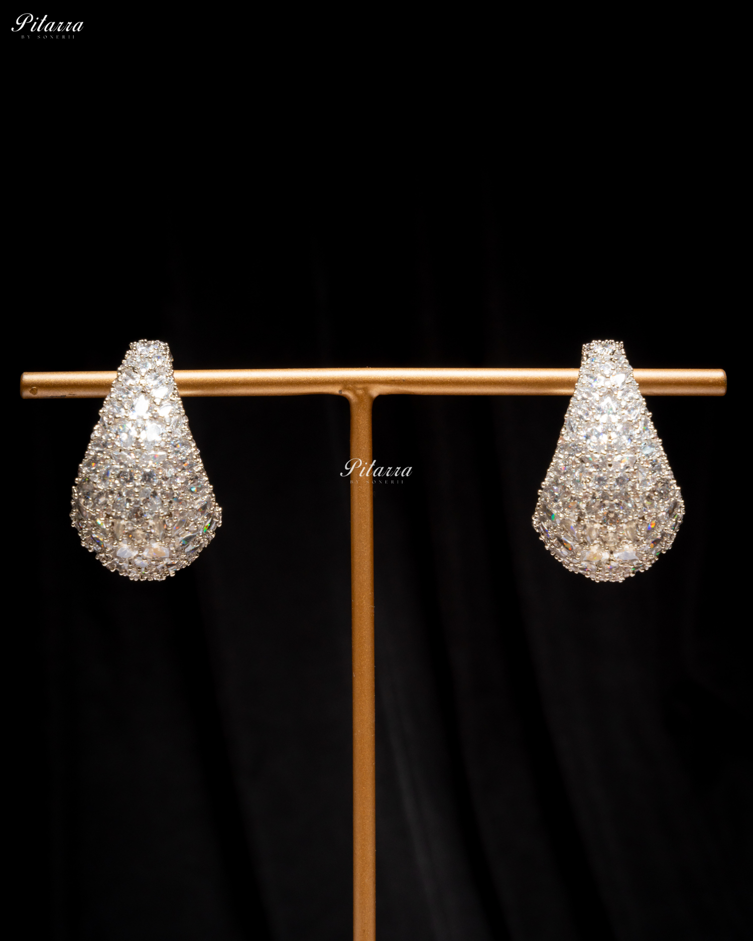 Silver Teardrop CZ Stud Earrings