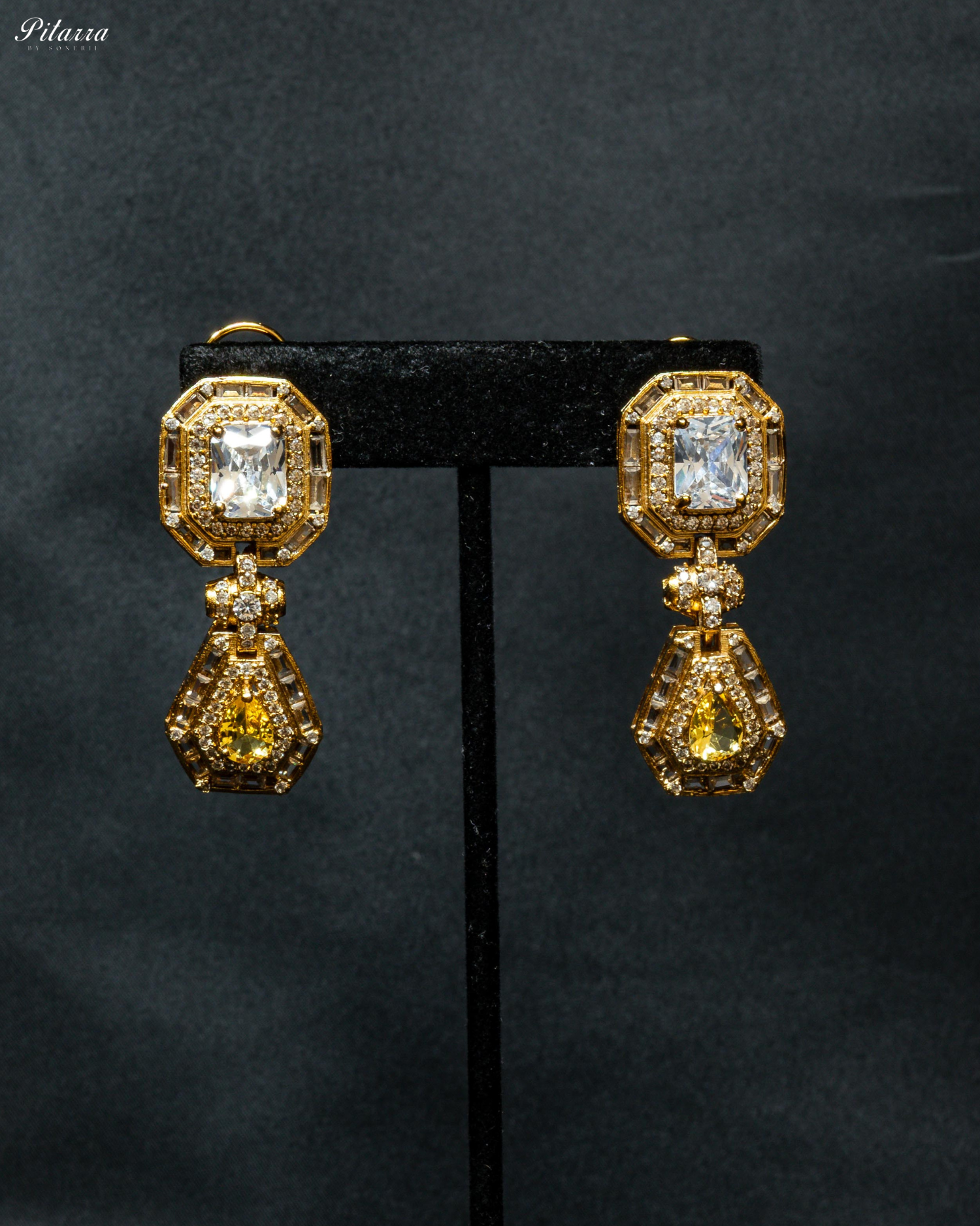 Yellow Stone Victorian Kundan Necklace Set
