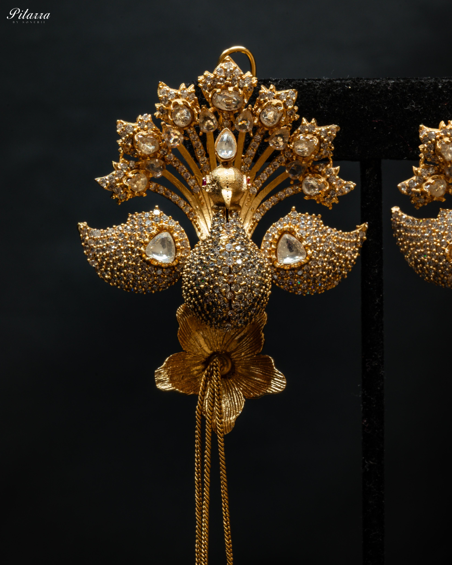 Green Leaf Peacock Design Meenakari Necklace Set