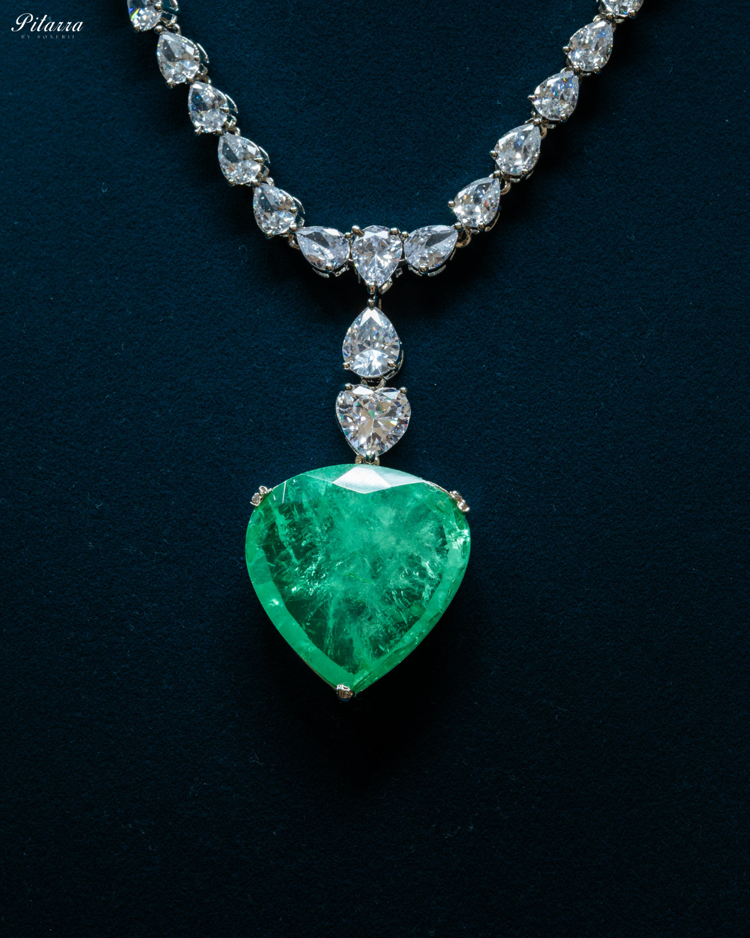 Mint Drop Stone Centred CZ Necklace Set