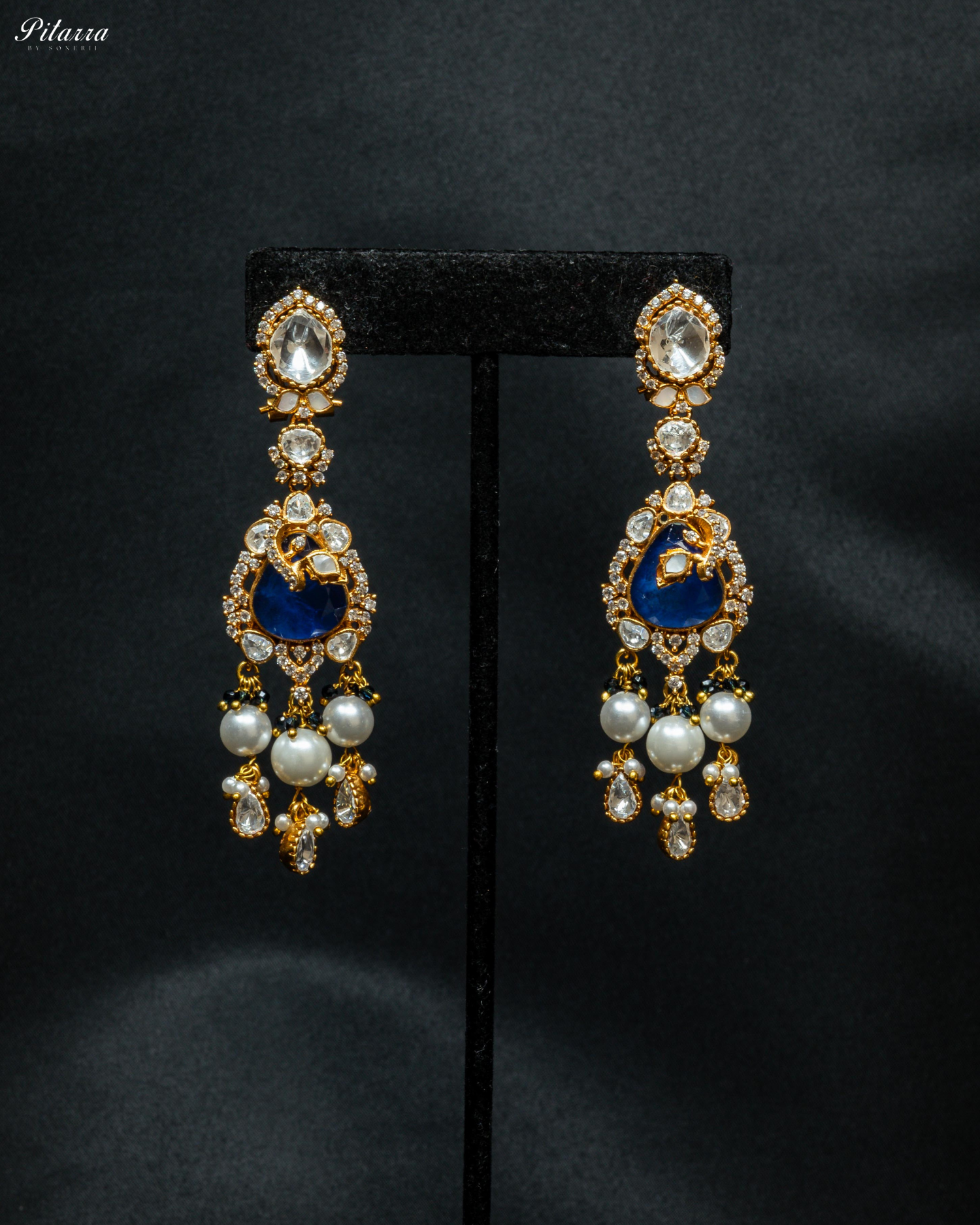 Blue Stone Gold Plated Beaded Traditional Necklace Set