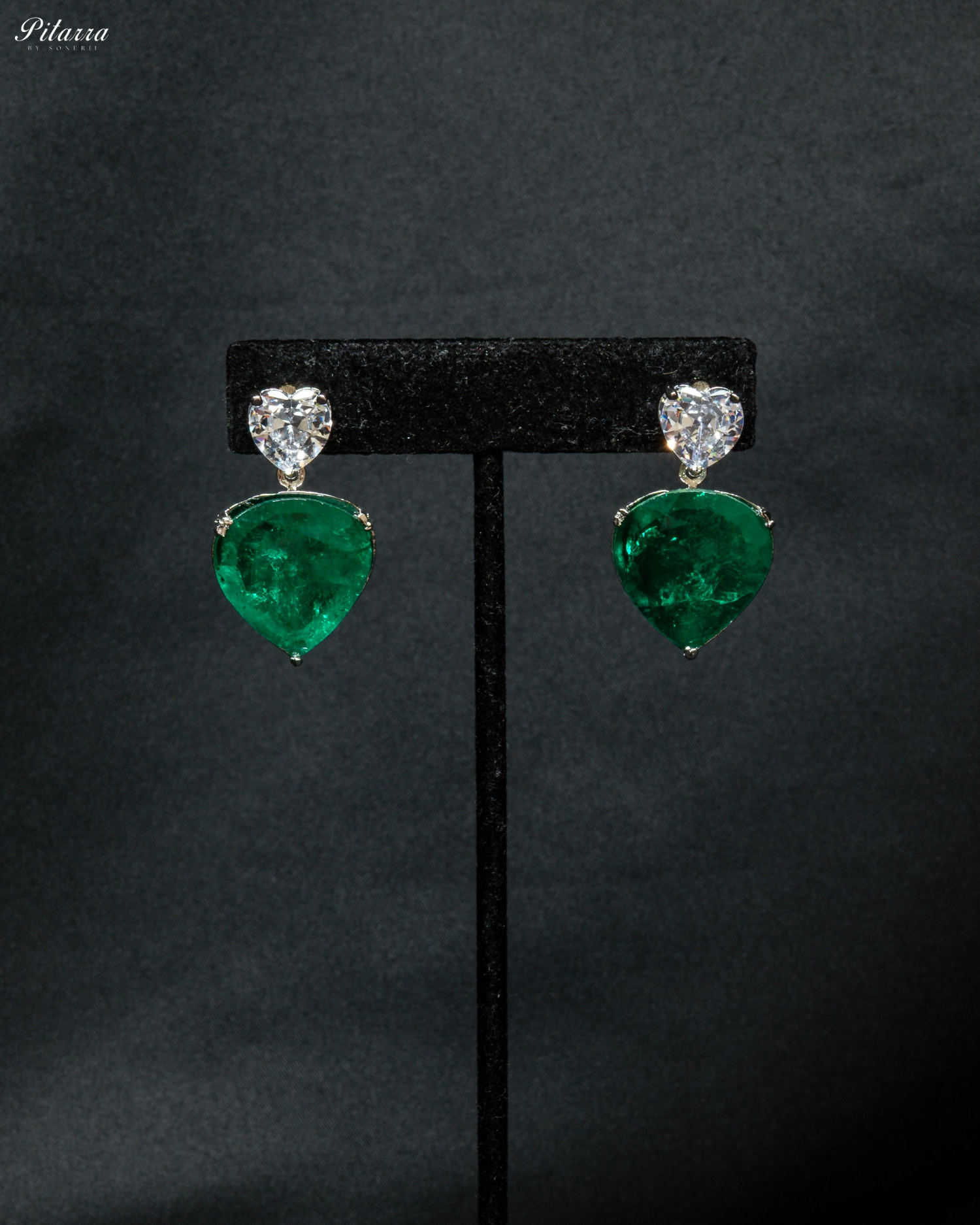 Emerald Drop Stone Centred CZ Necklace Set