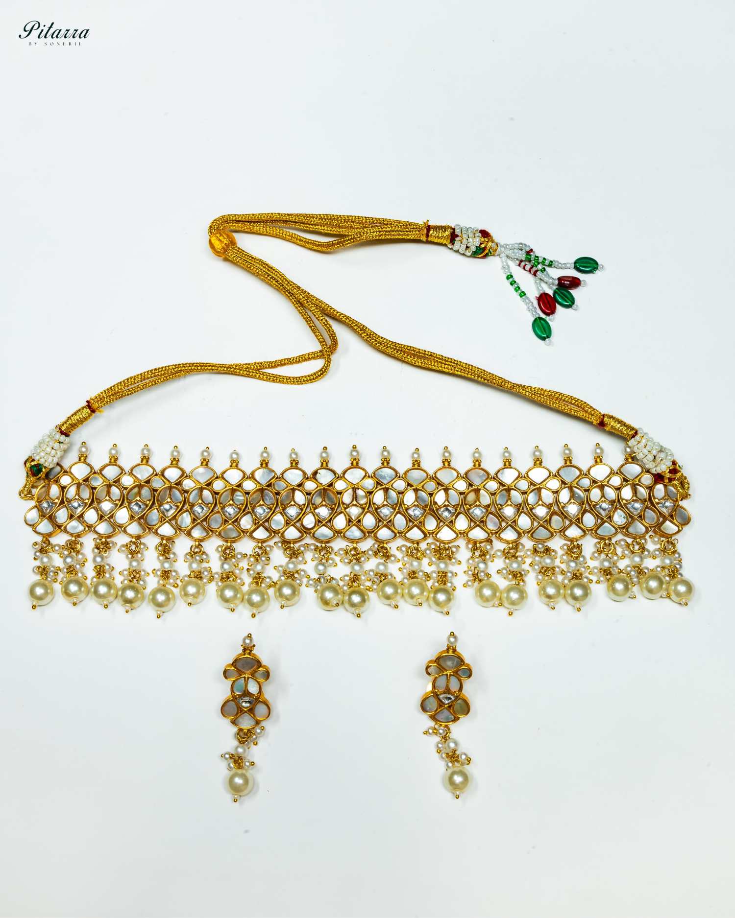 Golden Stone Pearls Meenkari Kundan Choker Set