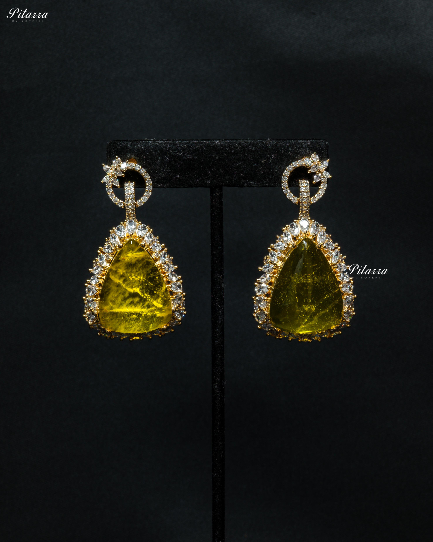 Golden Multilayered Yellow Stone Statement Pendant Chain Choker