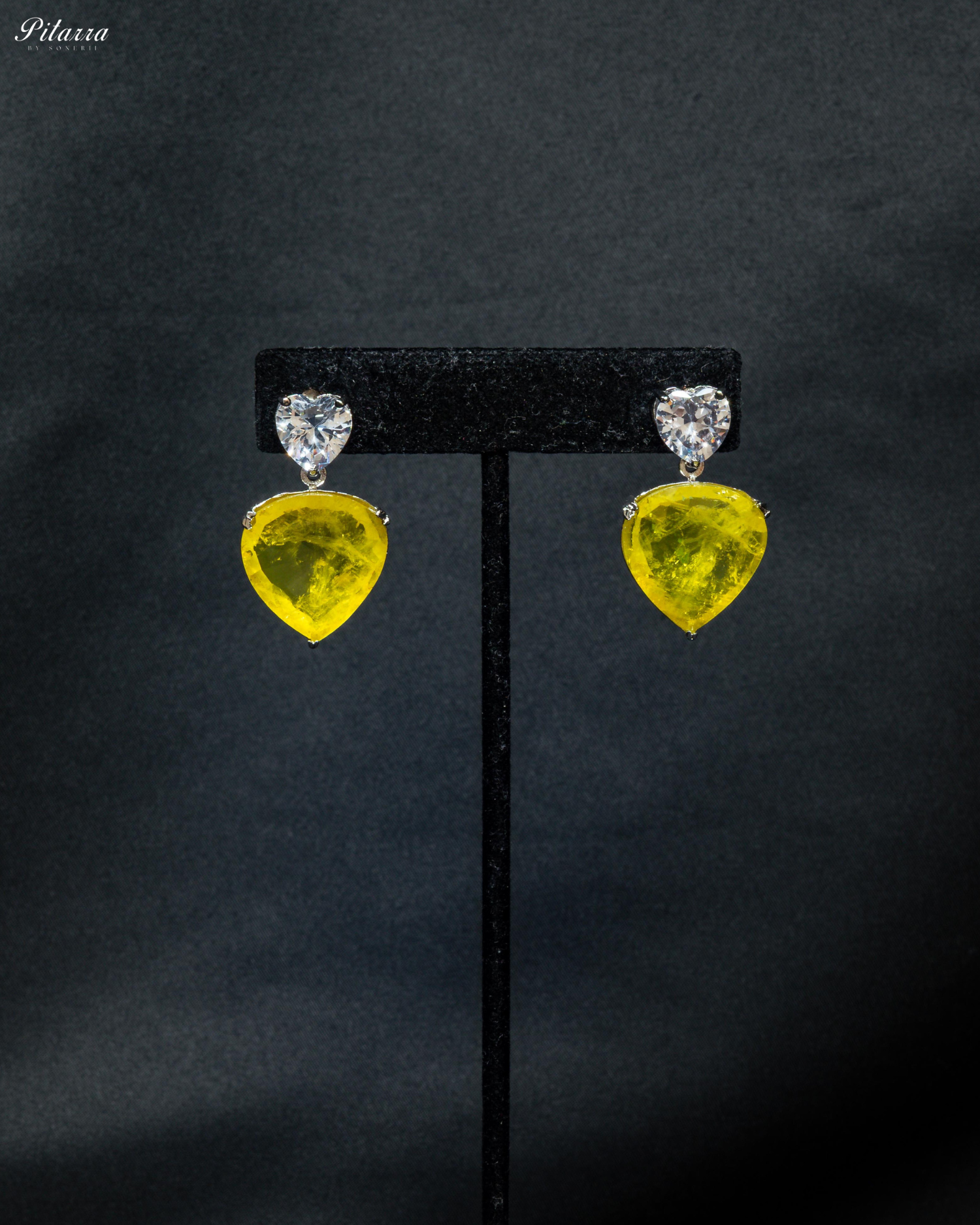Yellow Drop Stone Centred CZ Necklace Set