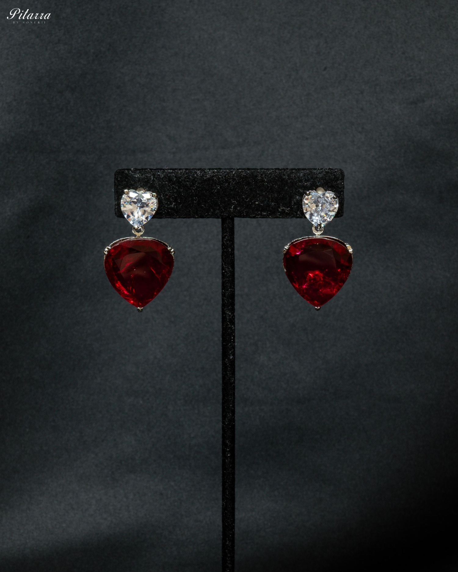 Red Drop Stone Centred CZ Necklace Set